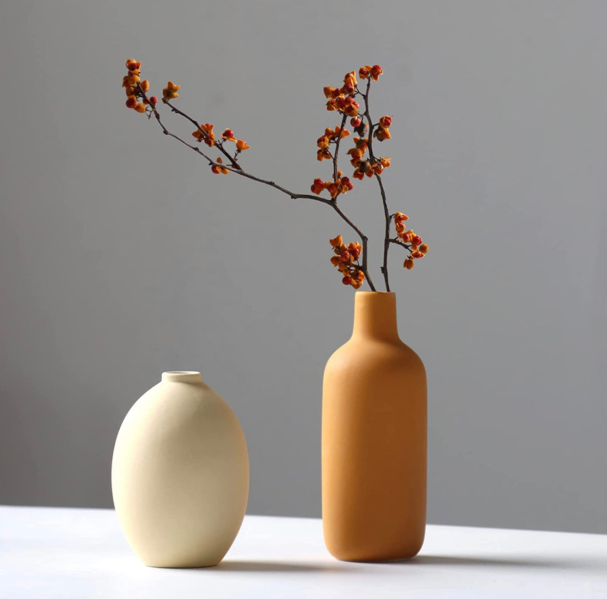 Ceramic Vase Set of 3, Small Flower Vases for Rustic Home Decor