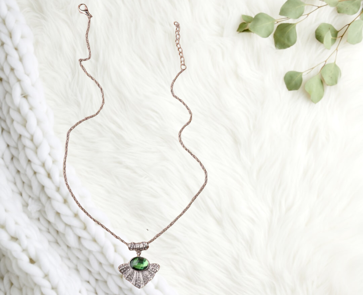 Rhinestone decor geo charm necklace