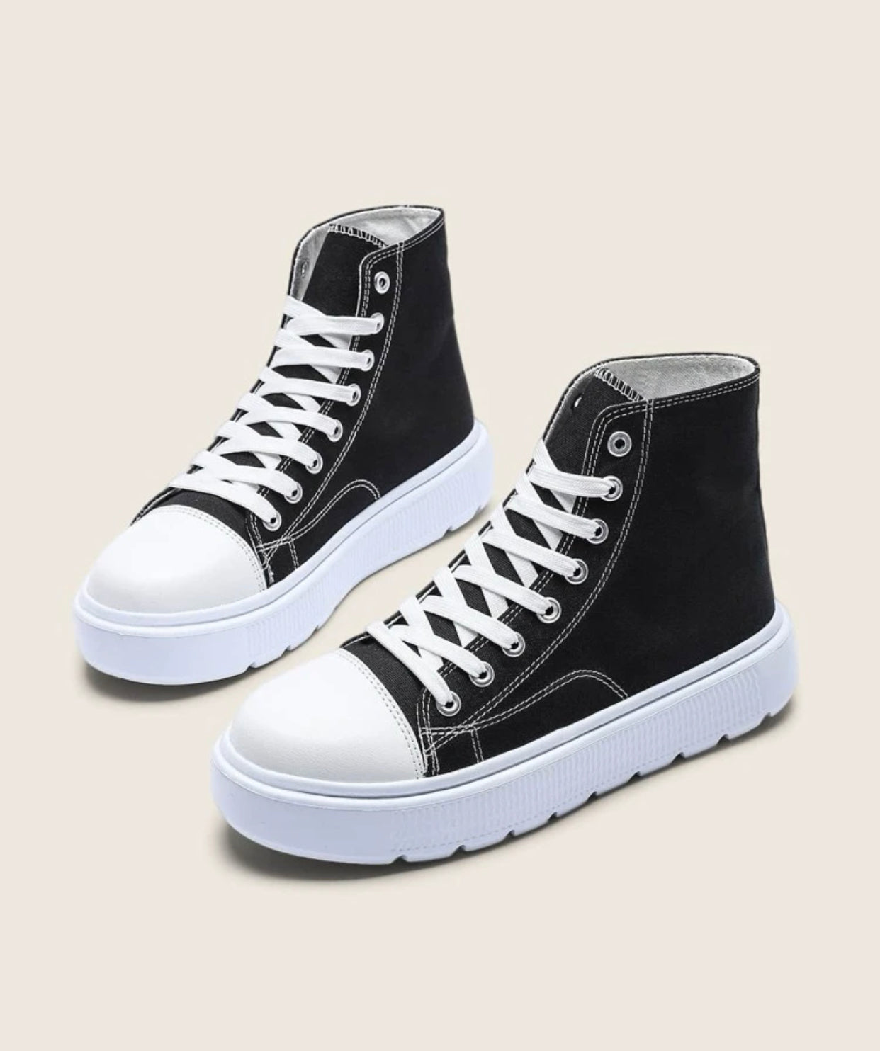 Black lace-up front high top skate shoes