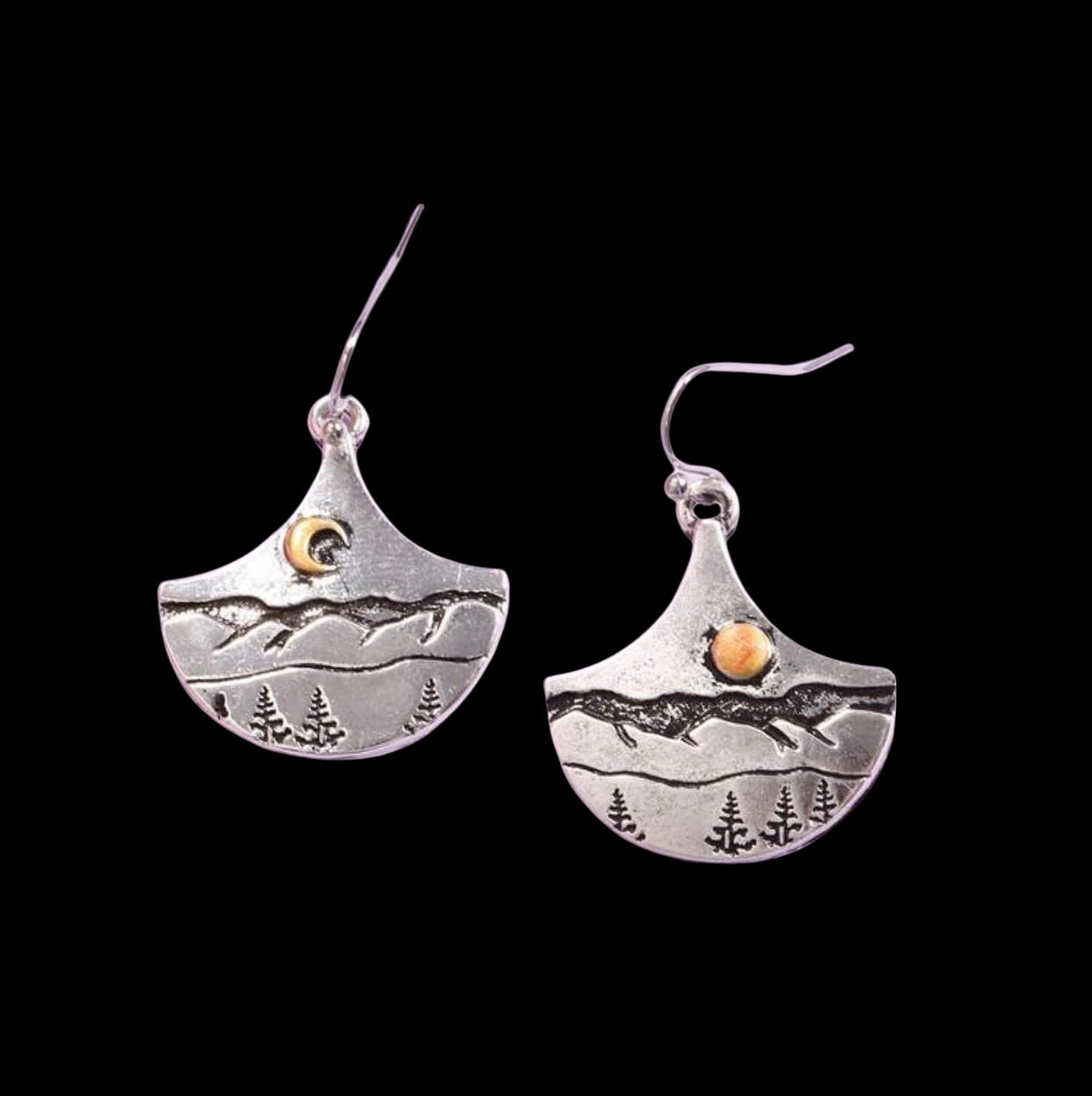 Landscape design engraved dangle earrings