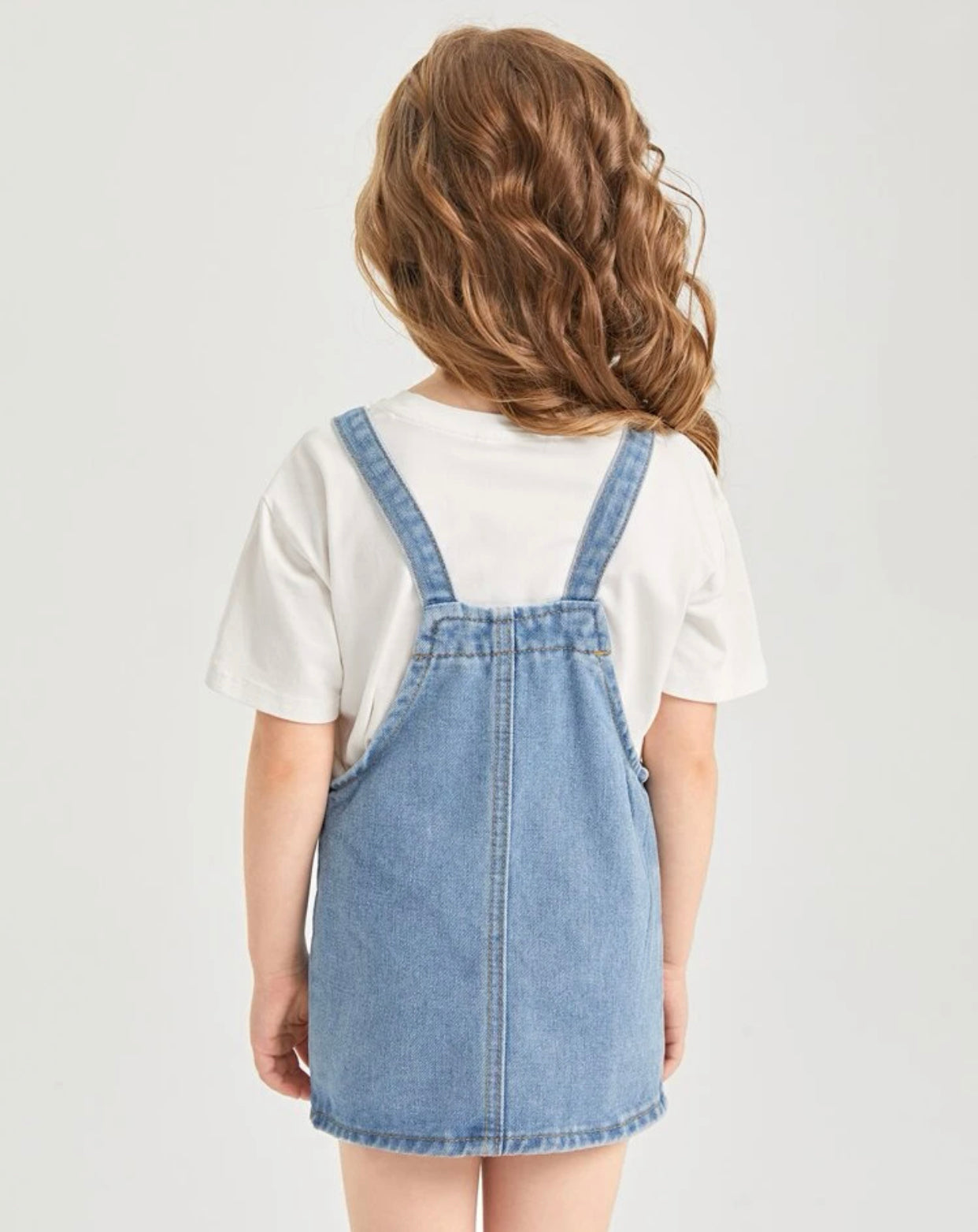 Toddler girls pocket patched denim dress without tee