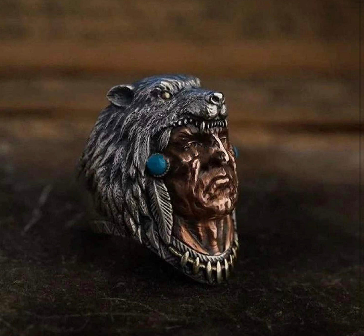 Men’s Indian chief statement ring.