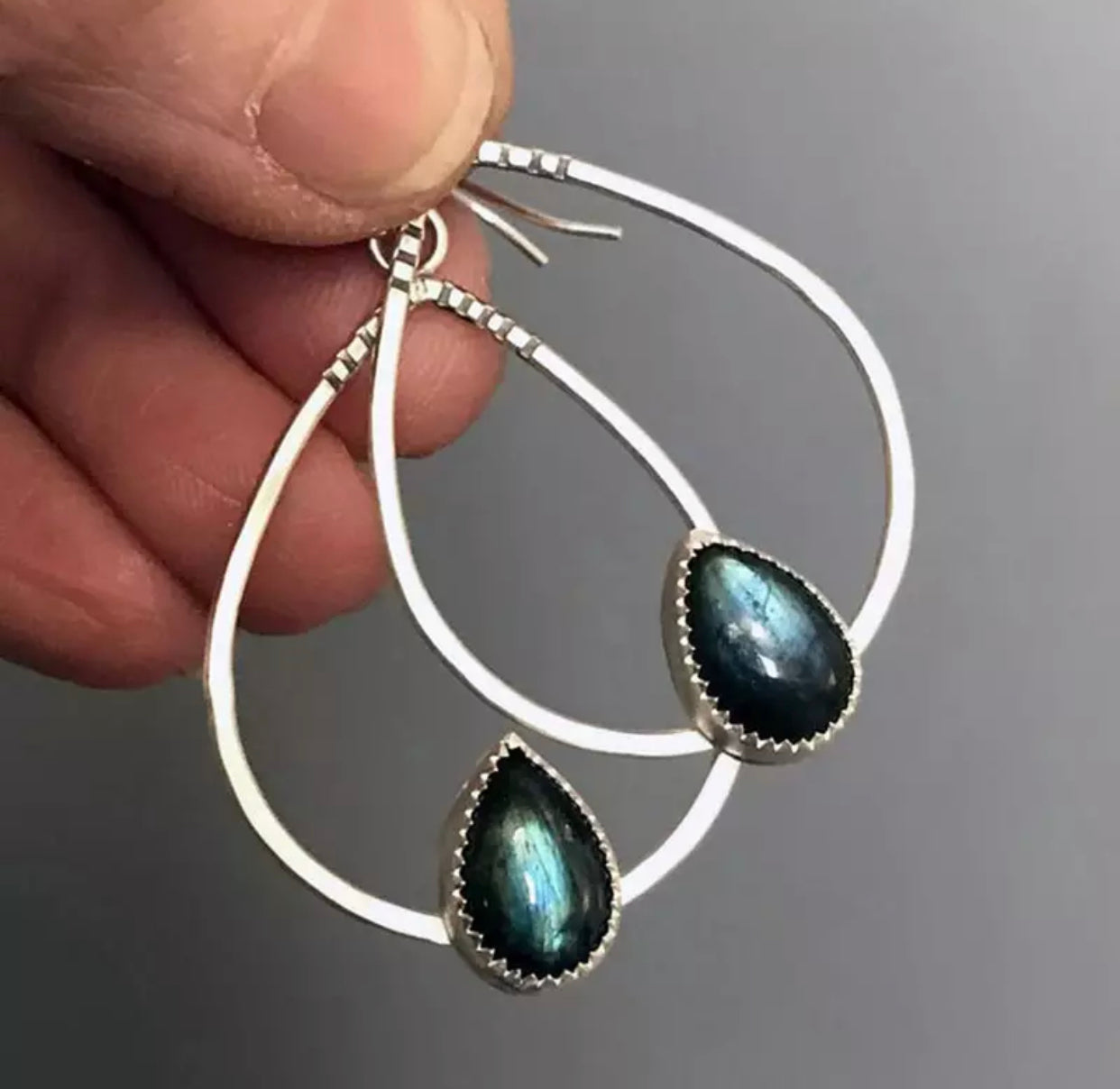 Waterdrop labradorite inspired dangle earrings