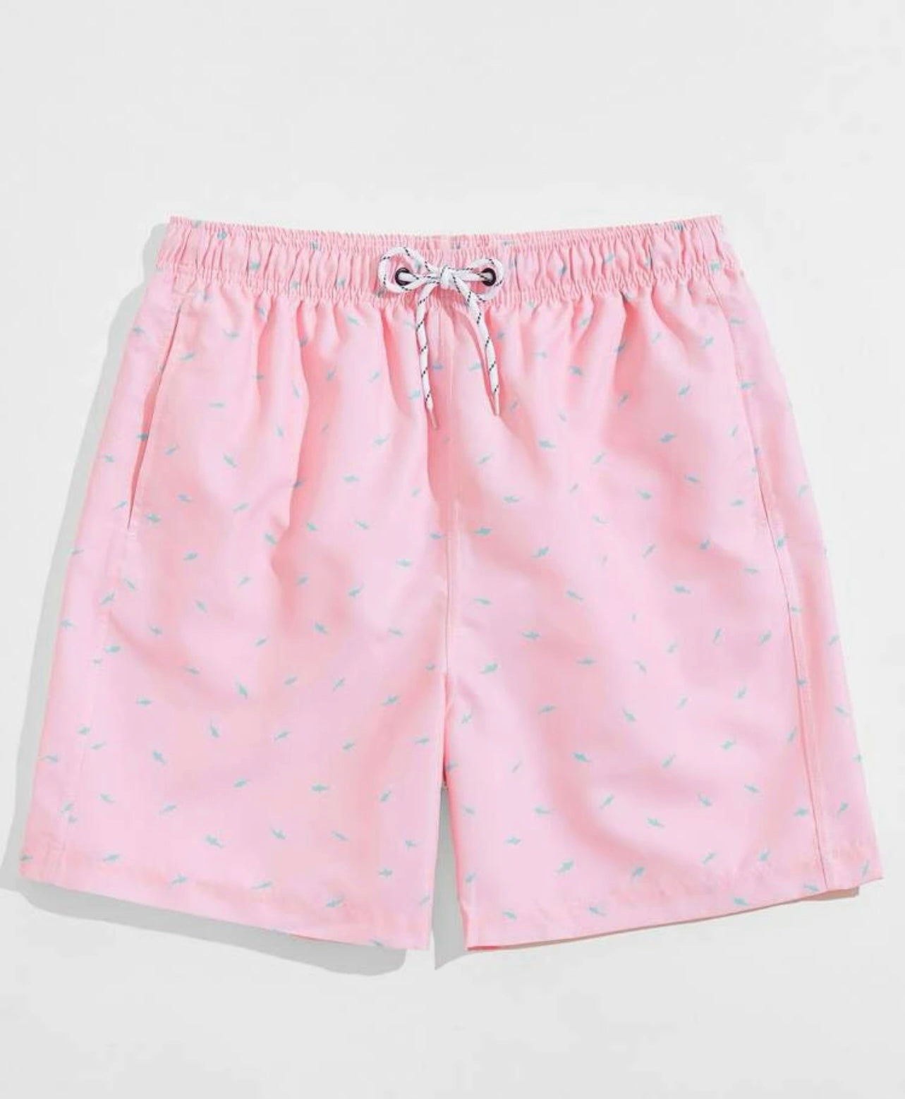 Men allover print drawstring swim trunks