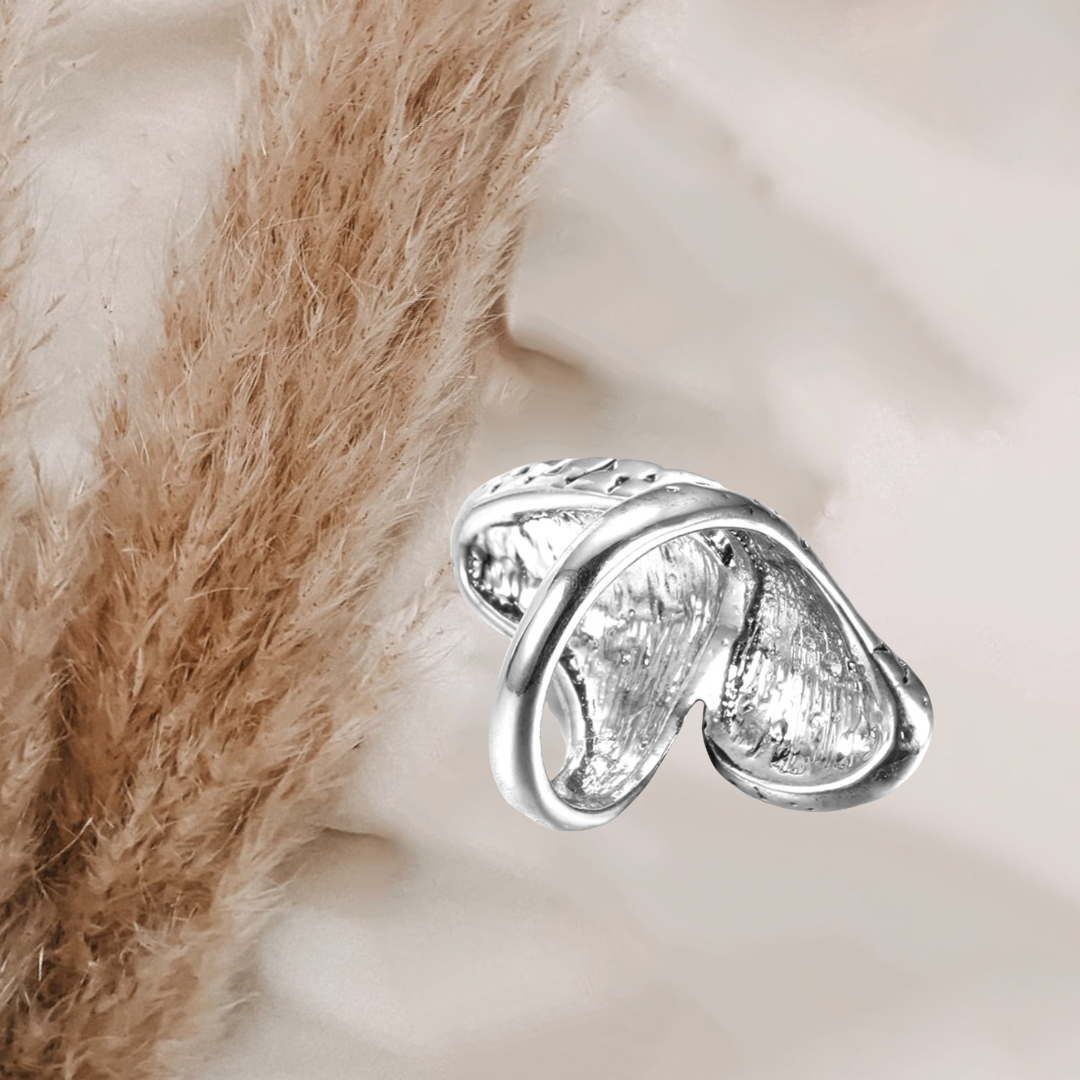 White Opal silver statement ring. Size 8.