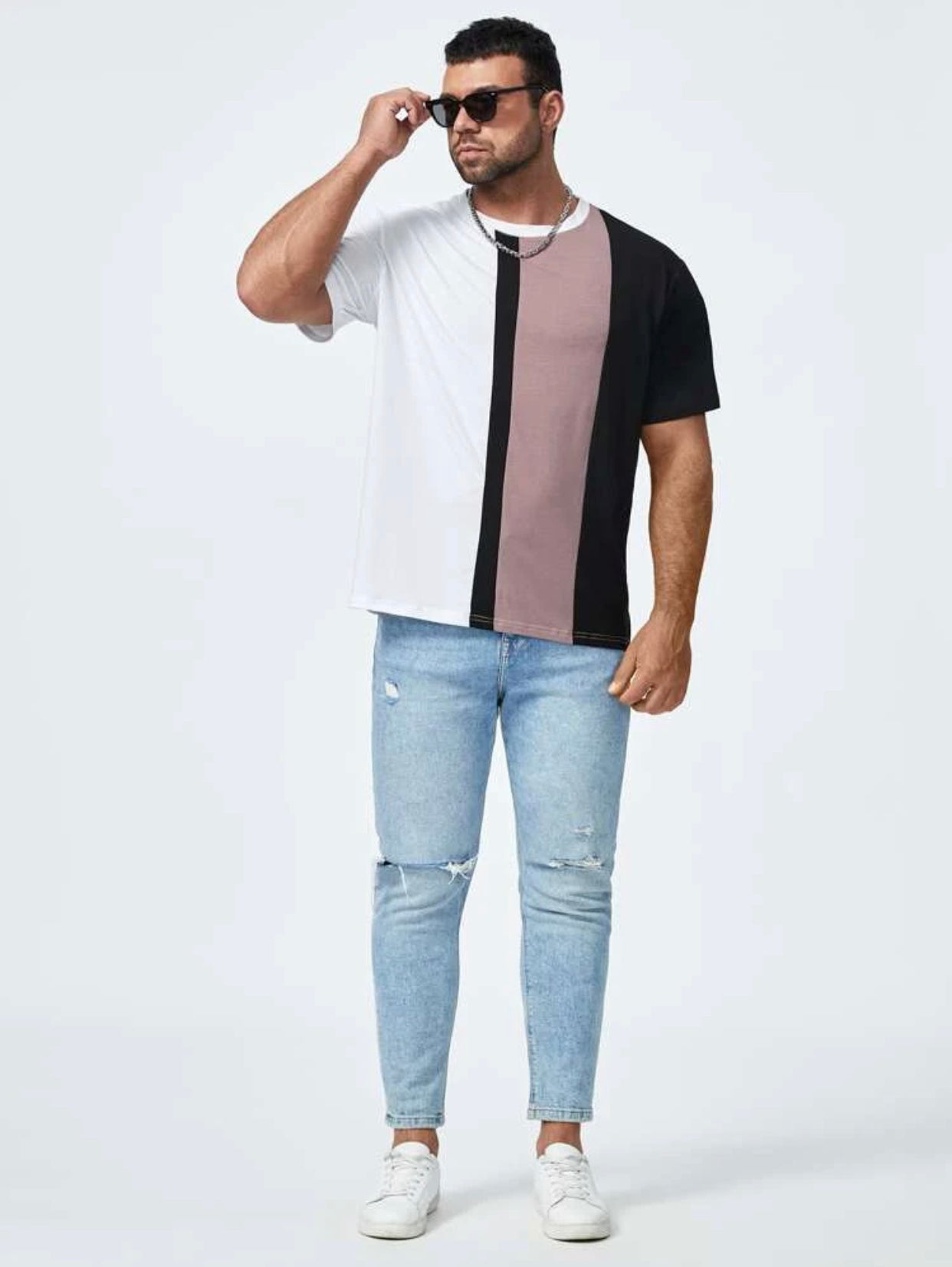 Men’s extended size color block tee