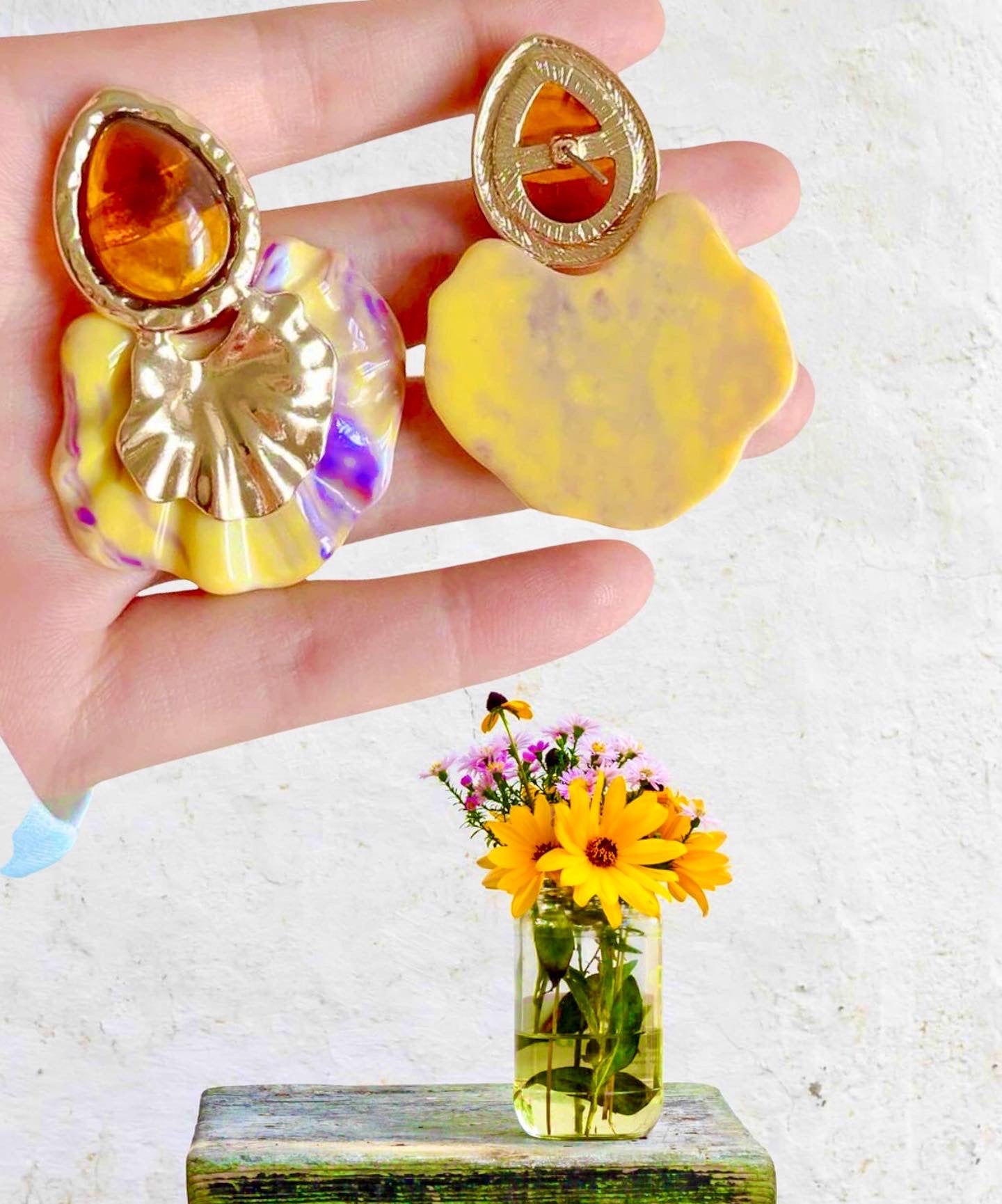 Colorful geometric drop earrings