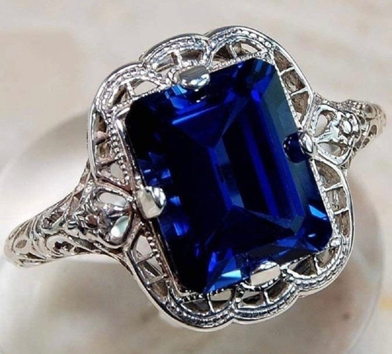 Elegant Huge Natural 3.5Ct Tanzanite 925 Silver Sapphire Ring Women Wedding Engagement Size 6-10