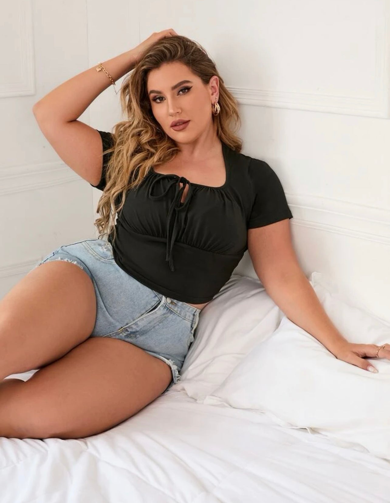 Plus Tie Front Scoop Neck Tee