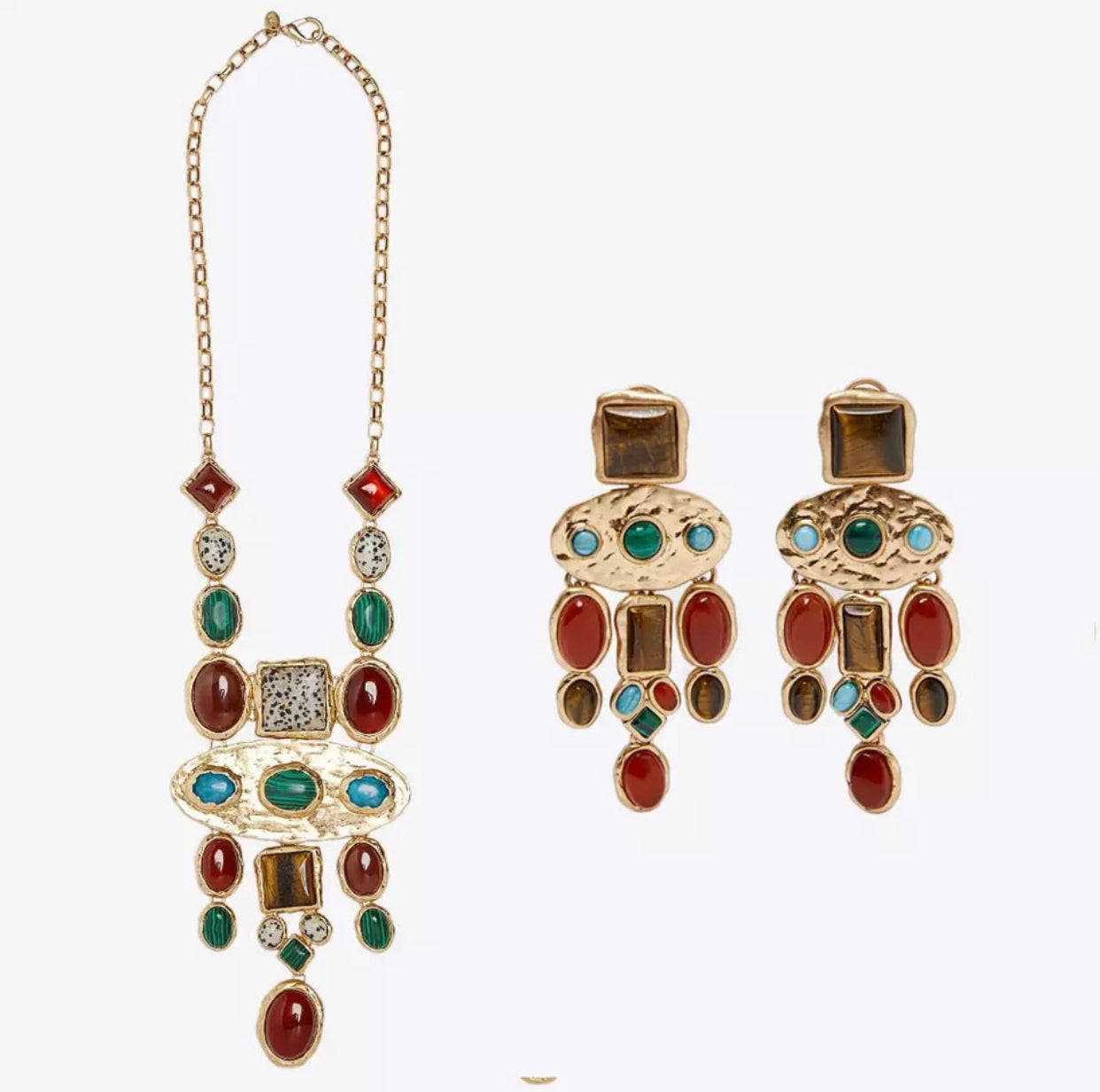 Vintage ZA Statement Stone Necklace Woman Bohemian Ethnic Colorful Collar Chain Choker Necklace Femme Handmade Jewelry