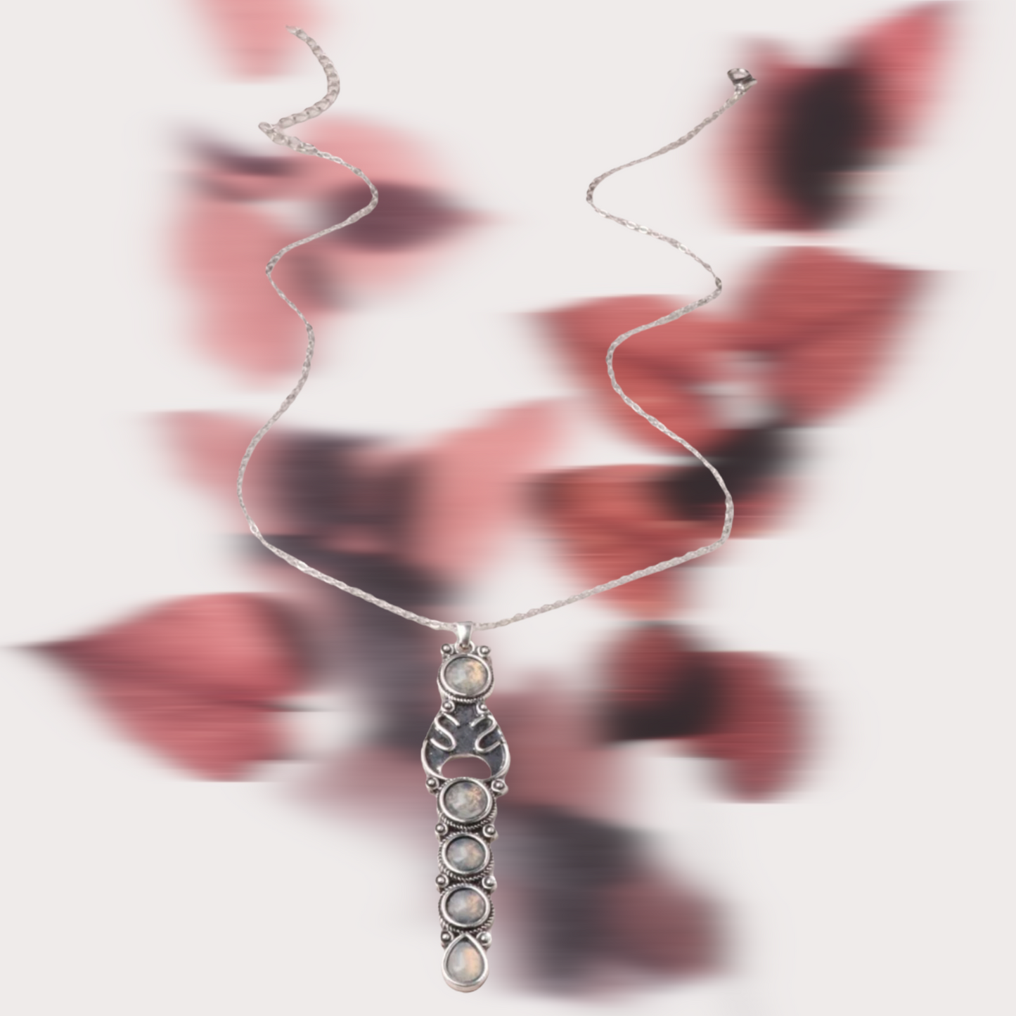 Moonstone inspired round charm necklace