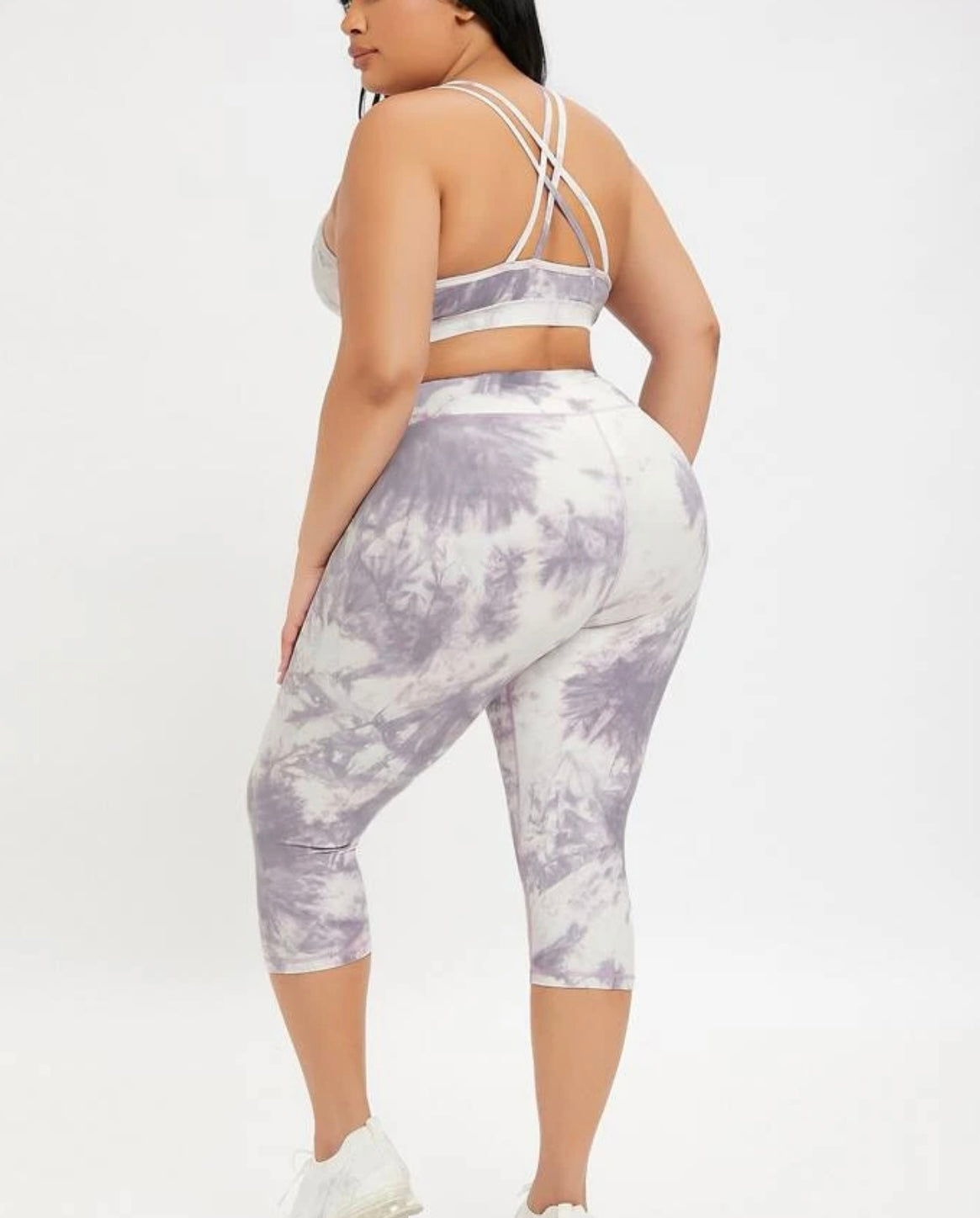 Plus tie dye criss cross back sports set