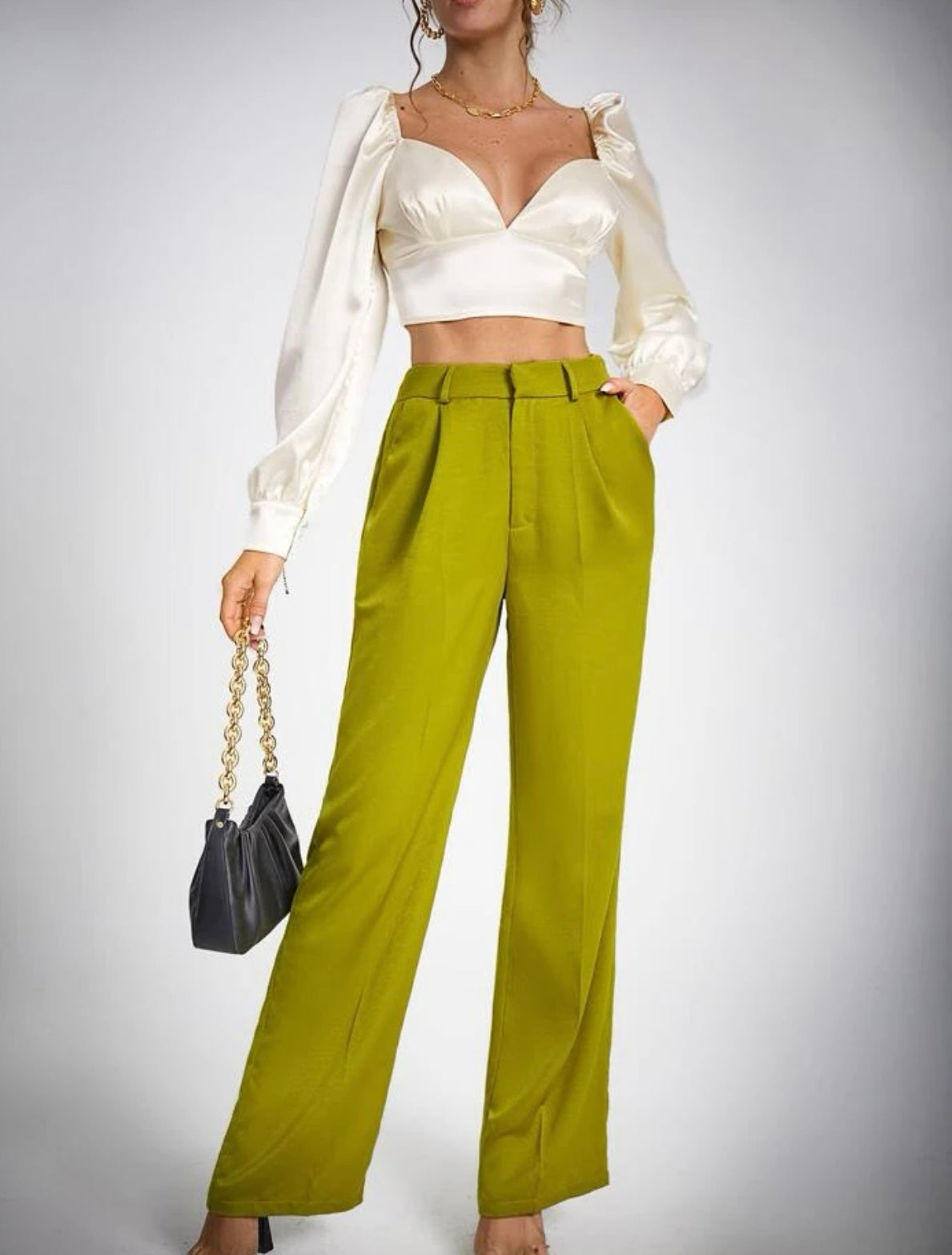 Tall high waist slant pockets straight leg pants