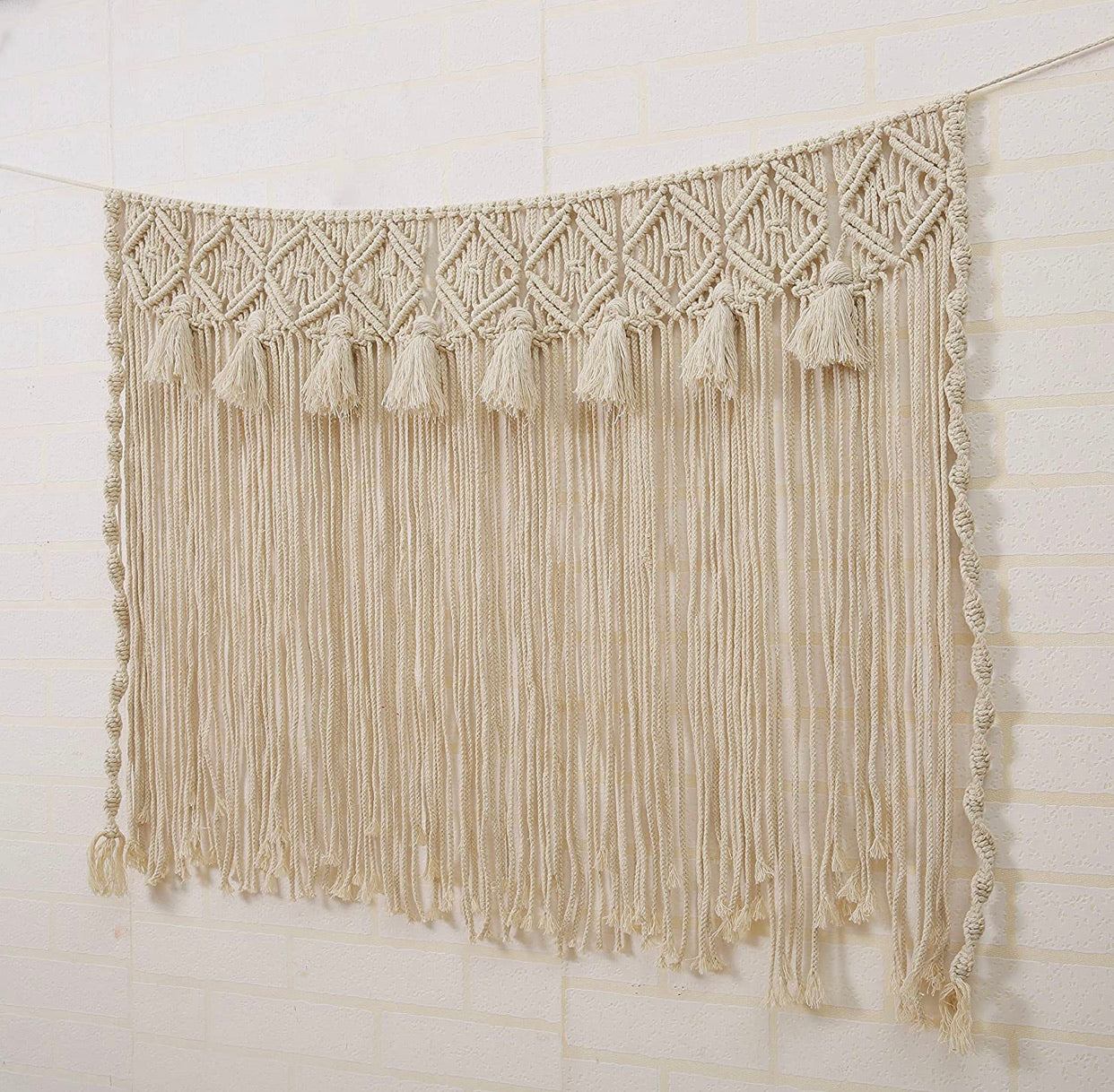 Cream macrame wall tapestry with tassels - Christina’s unique boutique LLC