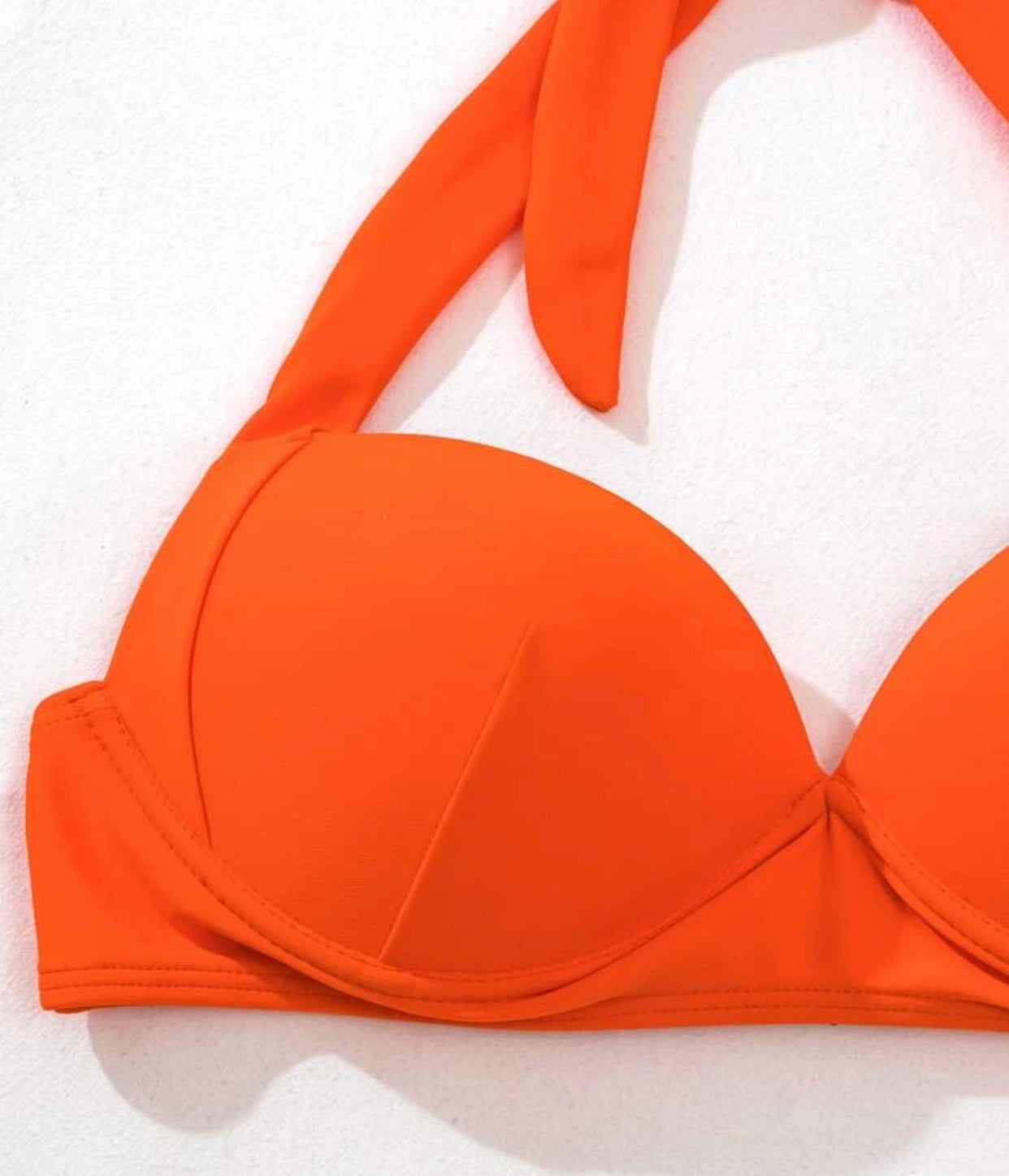 Women’s orange halter high waist push up bikini swimsuit