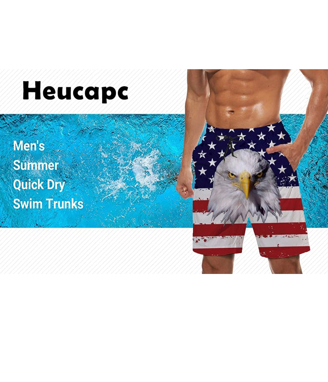 Mens Swim Trunks Quick Dry Summer Beach Shorts Elastic Waist with Mesh Lining and Pockets Board Shorts