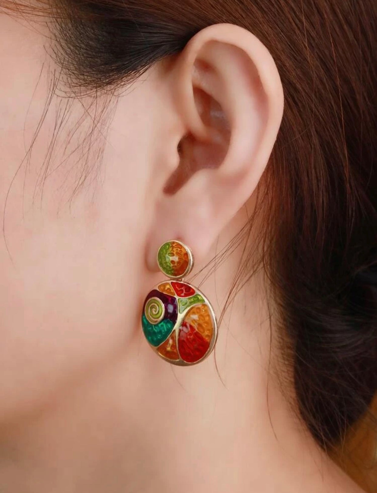Fashionable fruit decor round drop earrings