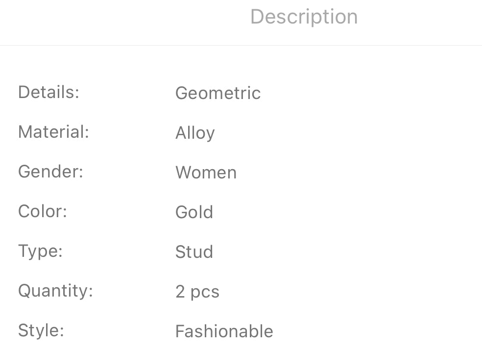 Gold coated geometric design drop earrings