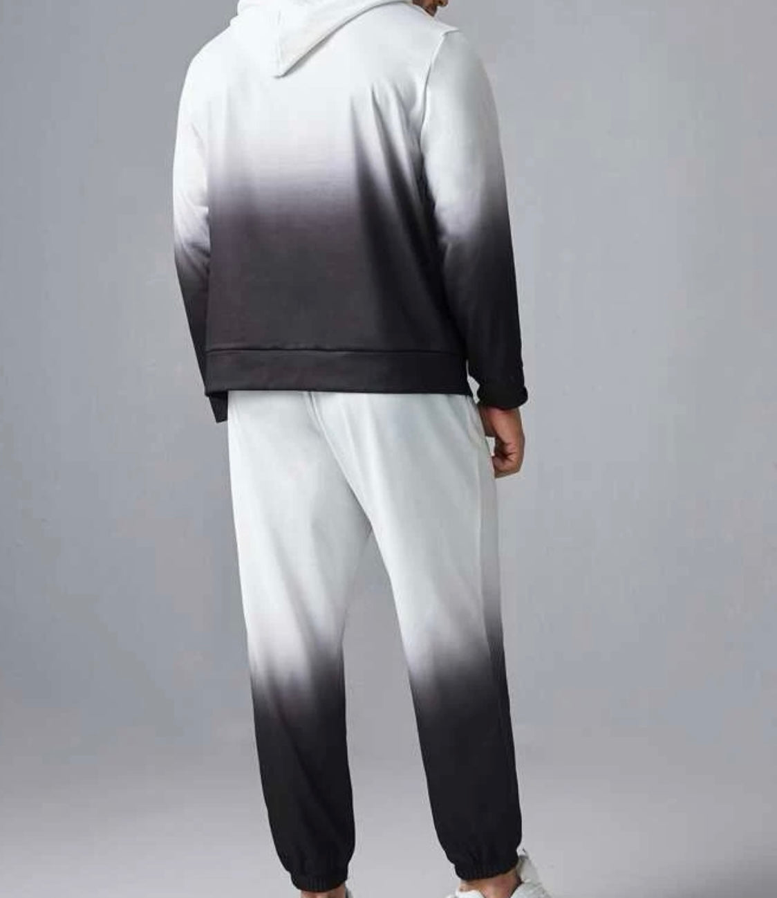 Extended sizes men ombre & graphic print sweatshirt and sweatpants set