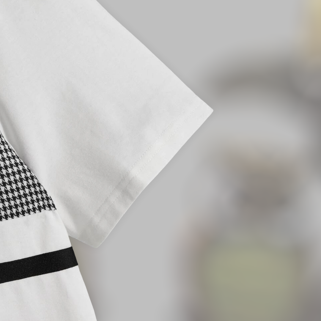 Men’s houndstooth print contrast tape tee
