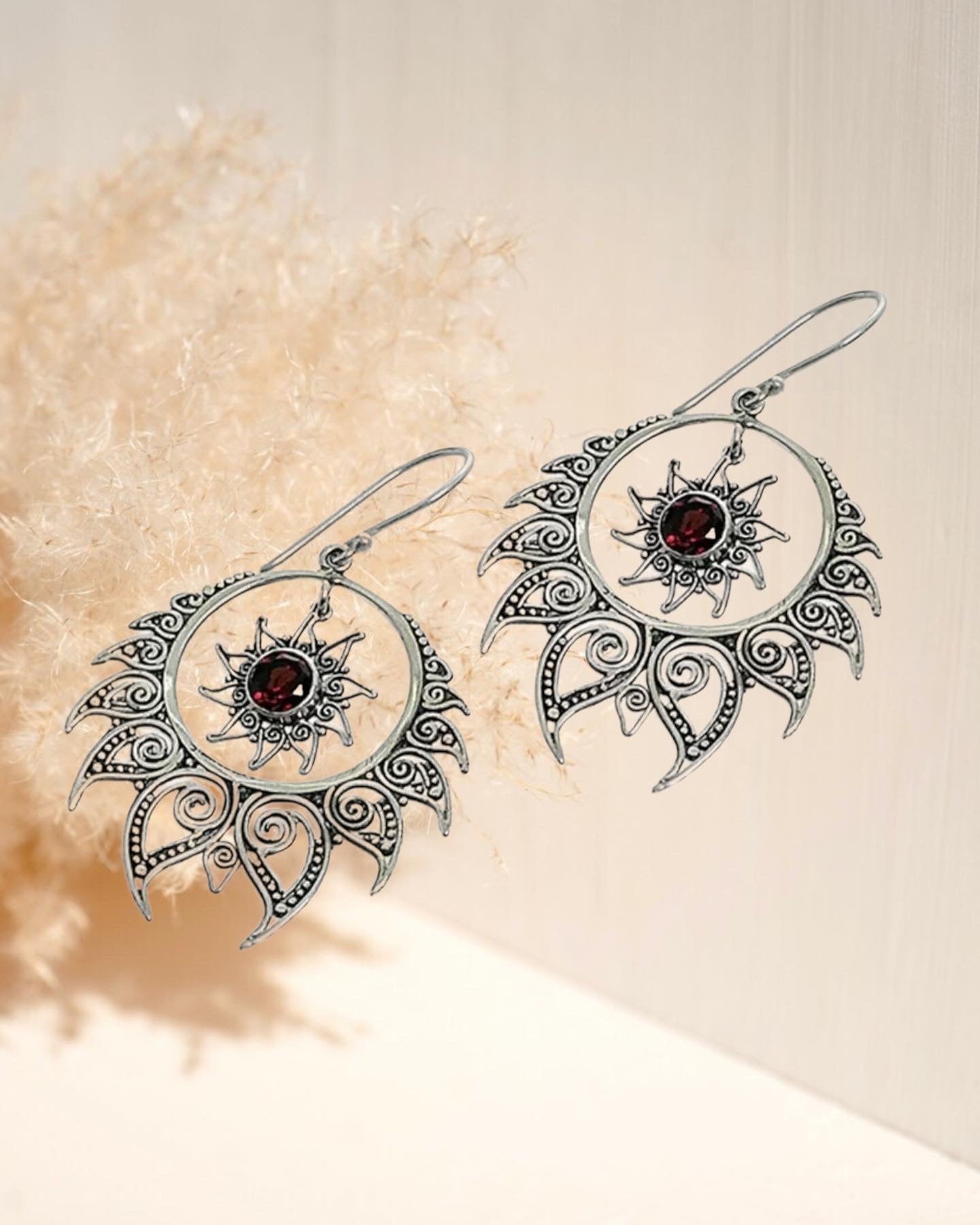 Vintage inspired Hollow Circle Metal Spiral Rhinestone dangle earrings