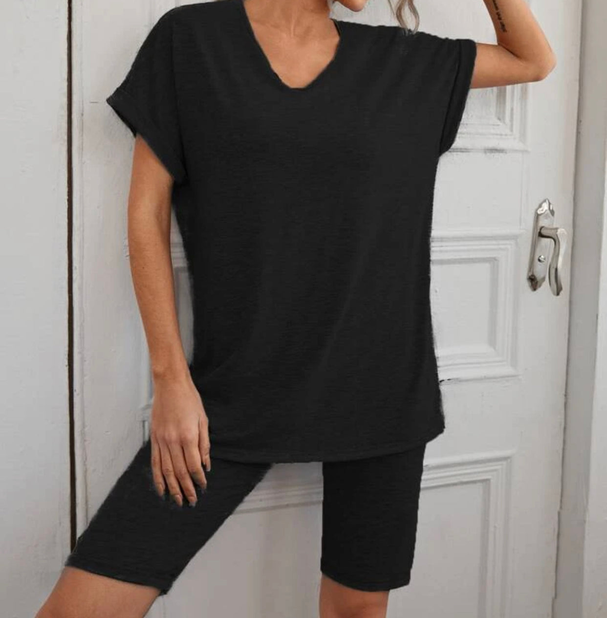 Solid tee with biker shorts - Christina’s unique boutique LLC