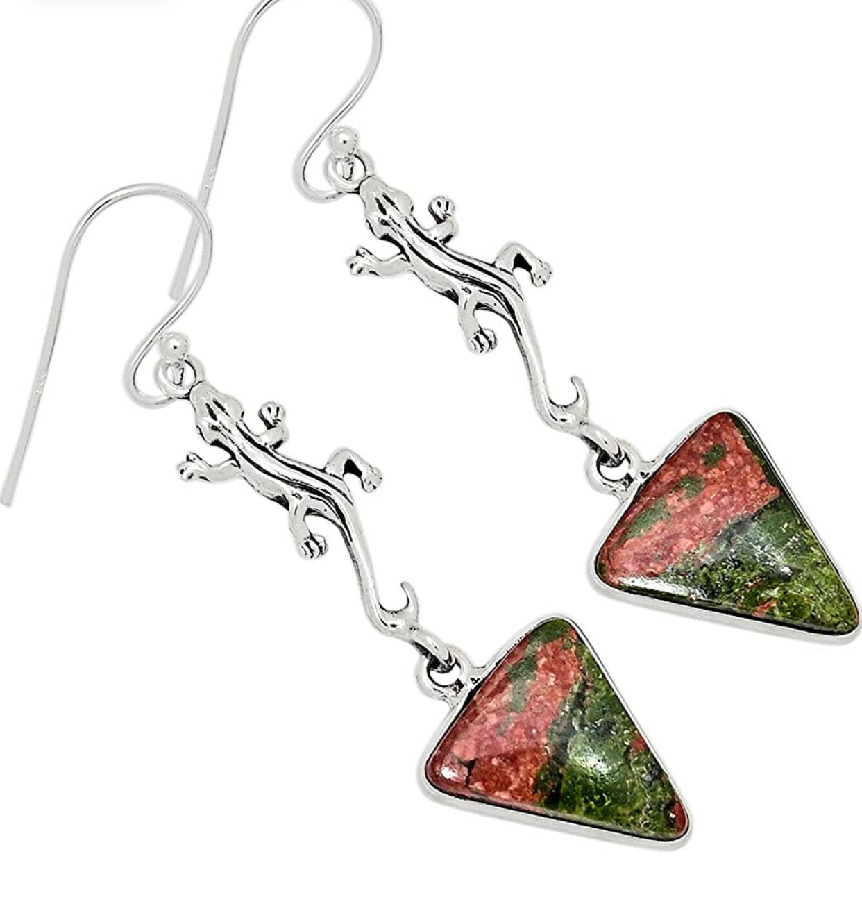 Unakite 925 Sterling Silver Earrings