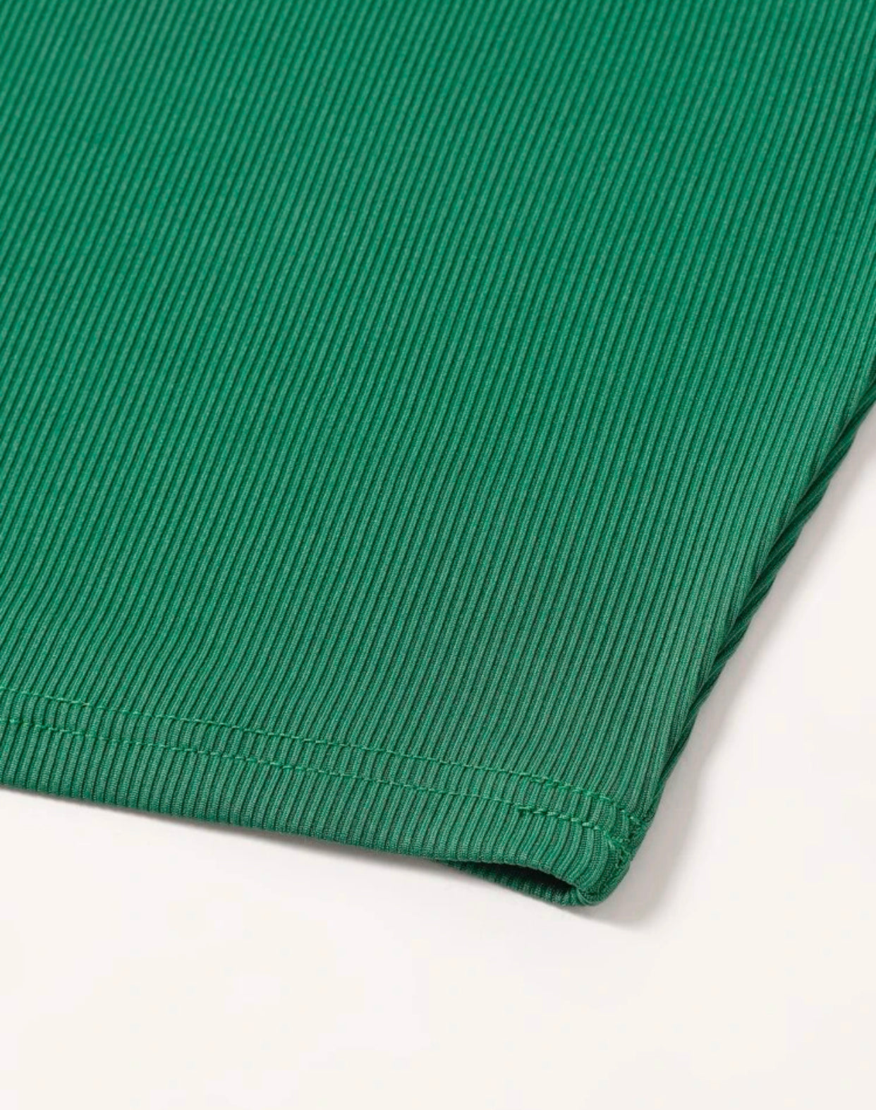 Green one shoulder rib-knit crop top