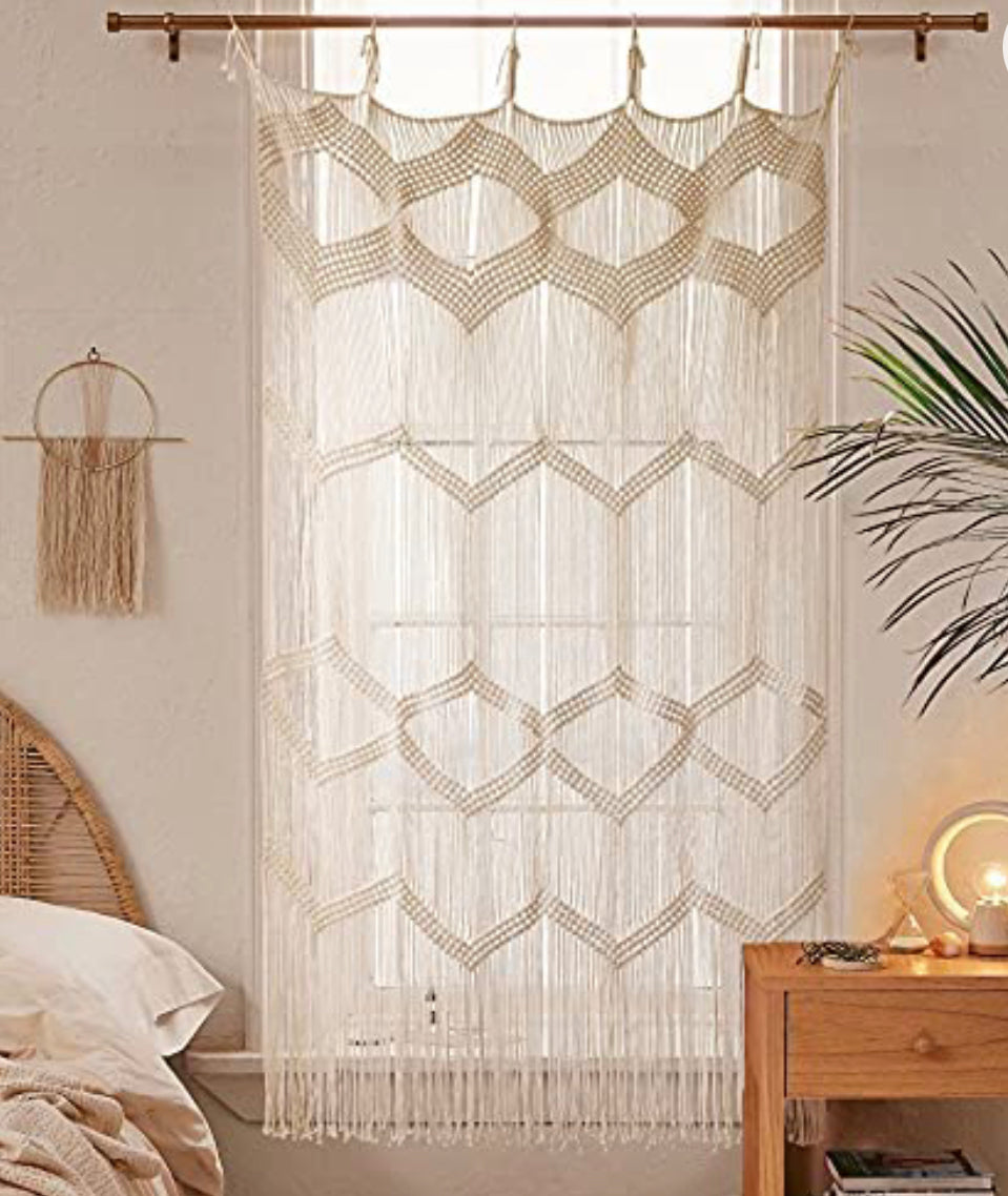 Macrame Curtain Window Macrame Doorway Macrame Wall Decor Boho Home Décor 42" W x 75" H