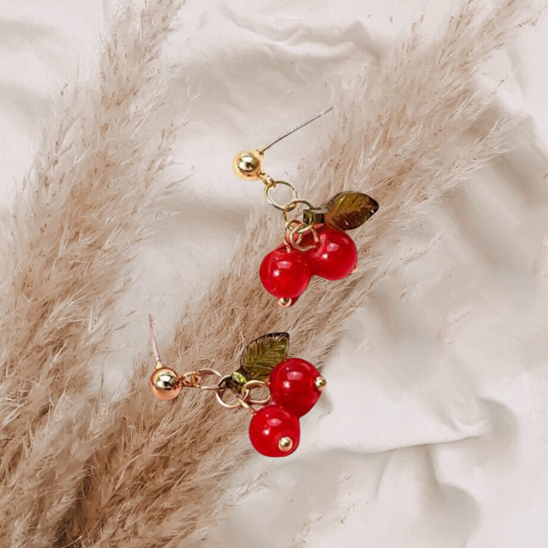 Cherry decor drop earrings
