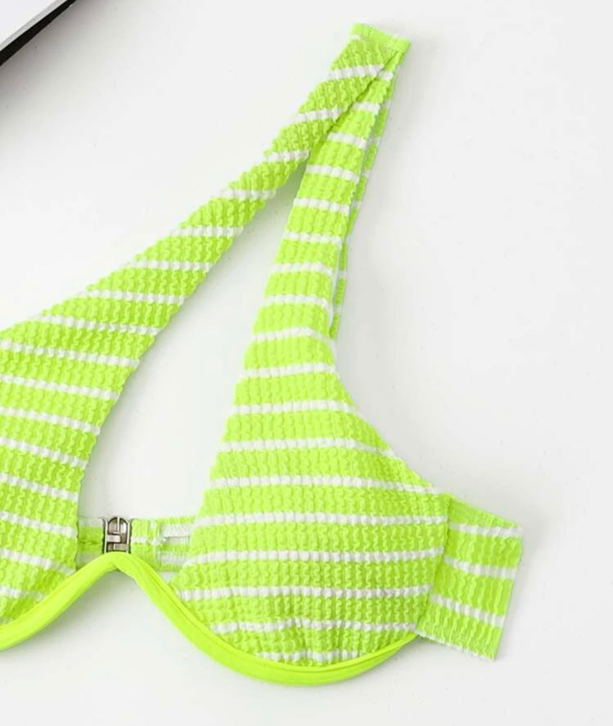 Striped one shoulder underwire high cut bikini swimsuit