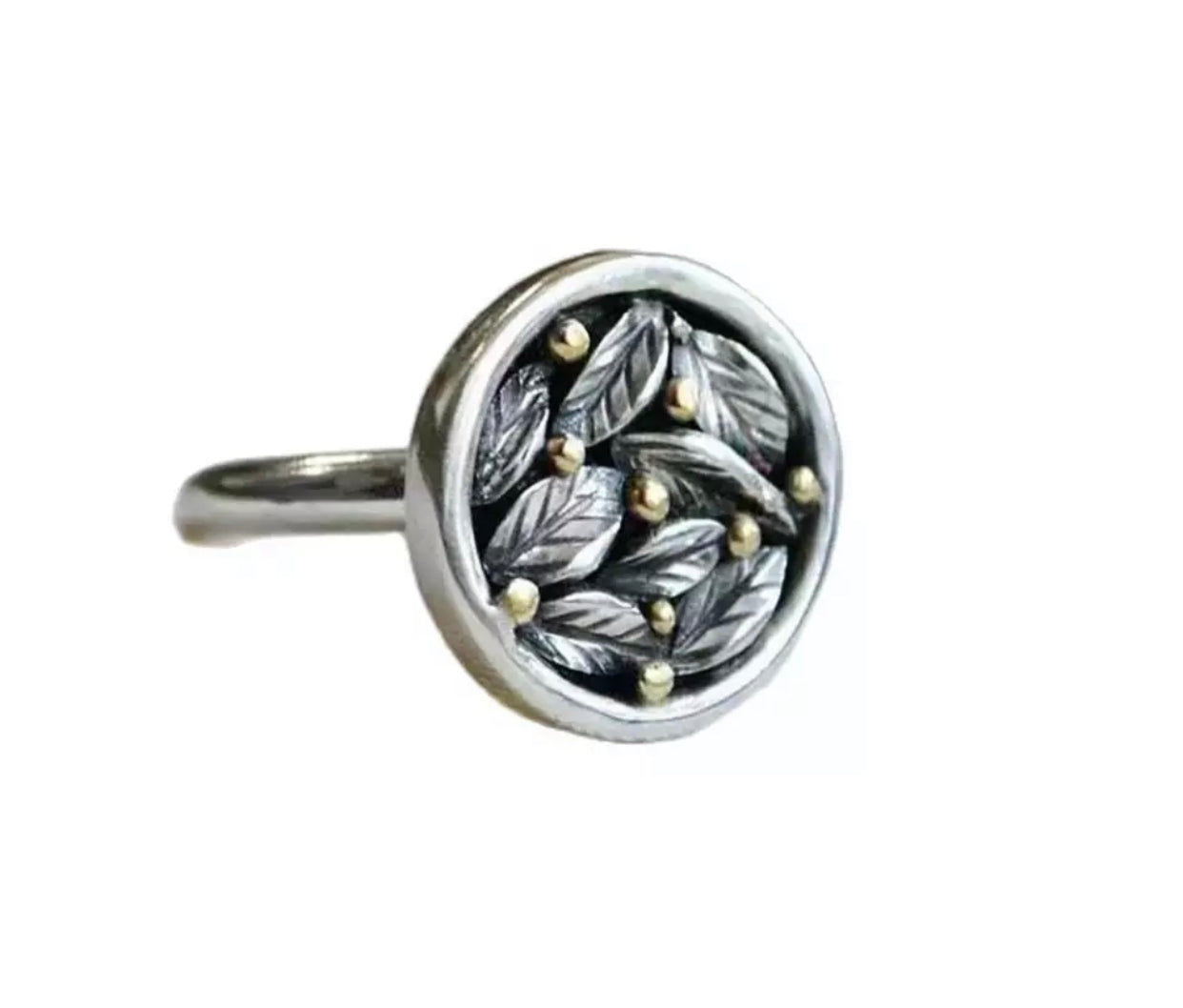 Vintage Punk Simple Wind Two Tone Leaf Ring Unisex Weekend Date Valentine's Day Gift Jewelry Metal Accessories Fidget Ring