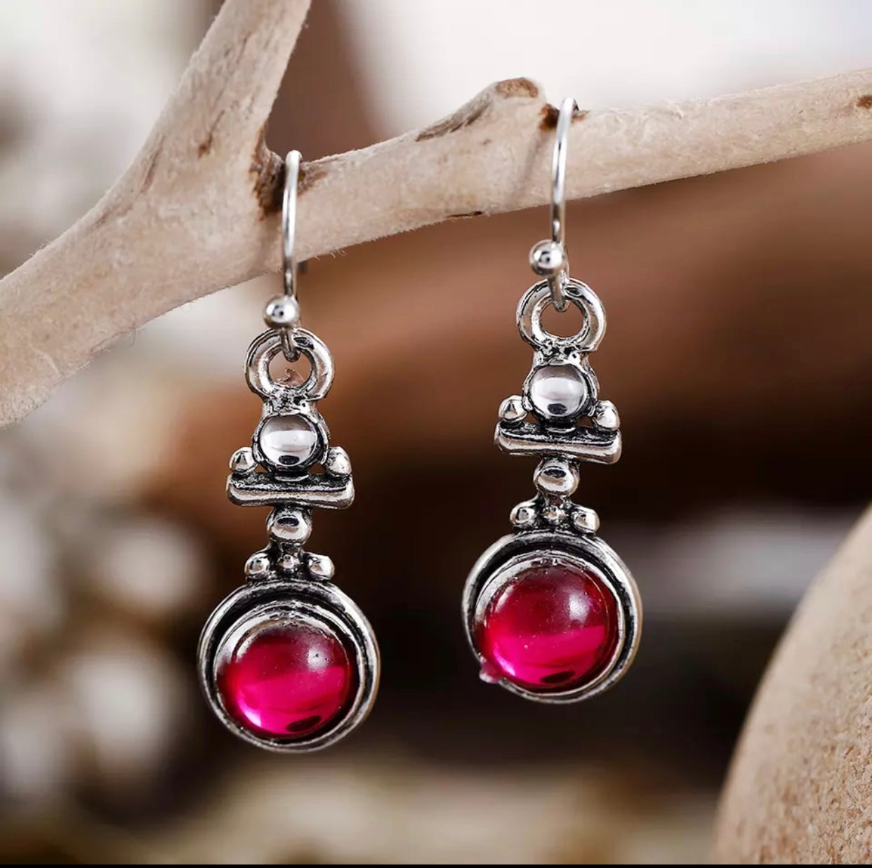 Vintage Moonstone Pink Stone Earrings