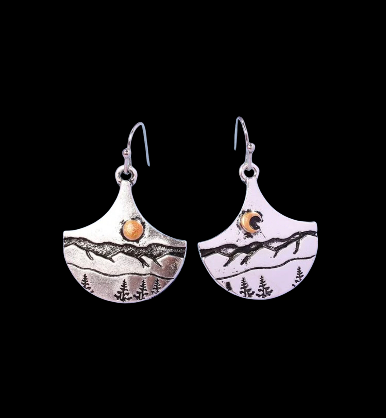 Landscape design engraved dangle earrings