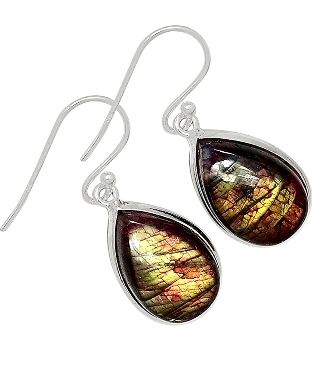 Red Flash Labradorite 925 Sterling Silver Earrings