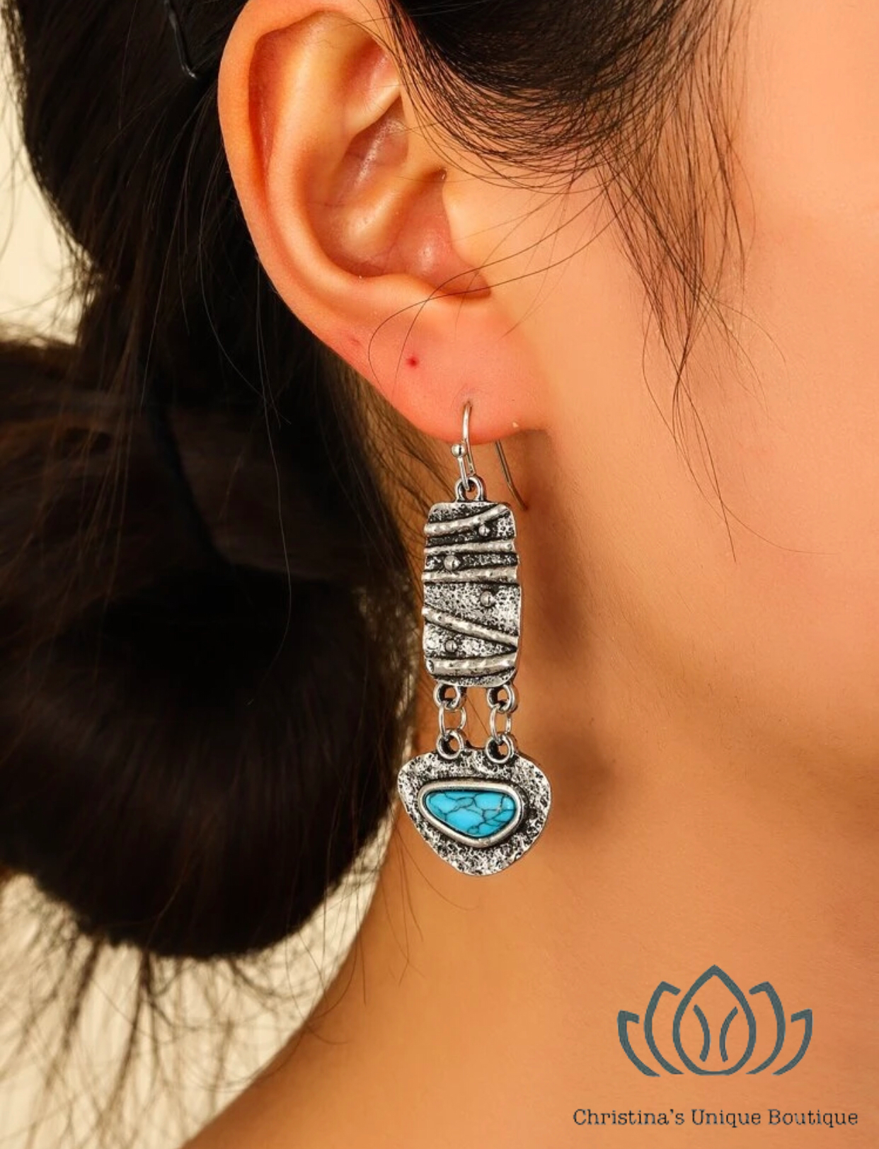 Stone decor geometric dangle earrings - Christina’s unique boutique LLC