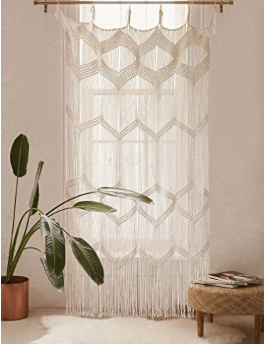 Macrame Curtain Window Macrame Doorway Macrame Wall Decor Boho Home Décor 42" W x 75" H
