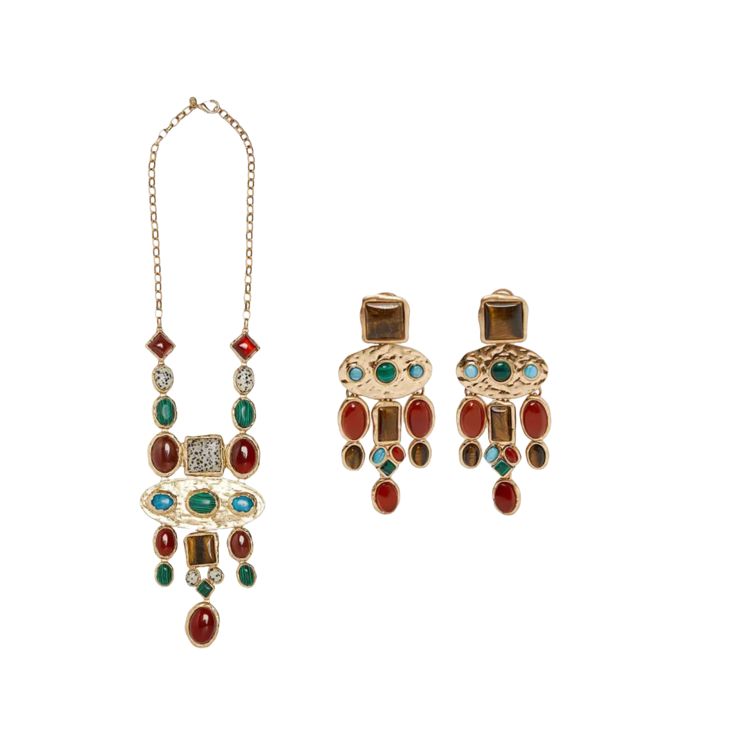 Vintage ZA Statement Stone Necklace Woman Bohemian Ethnic Colorful Collar Chain Choker Necklace Femme Handmade Jewelry