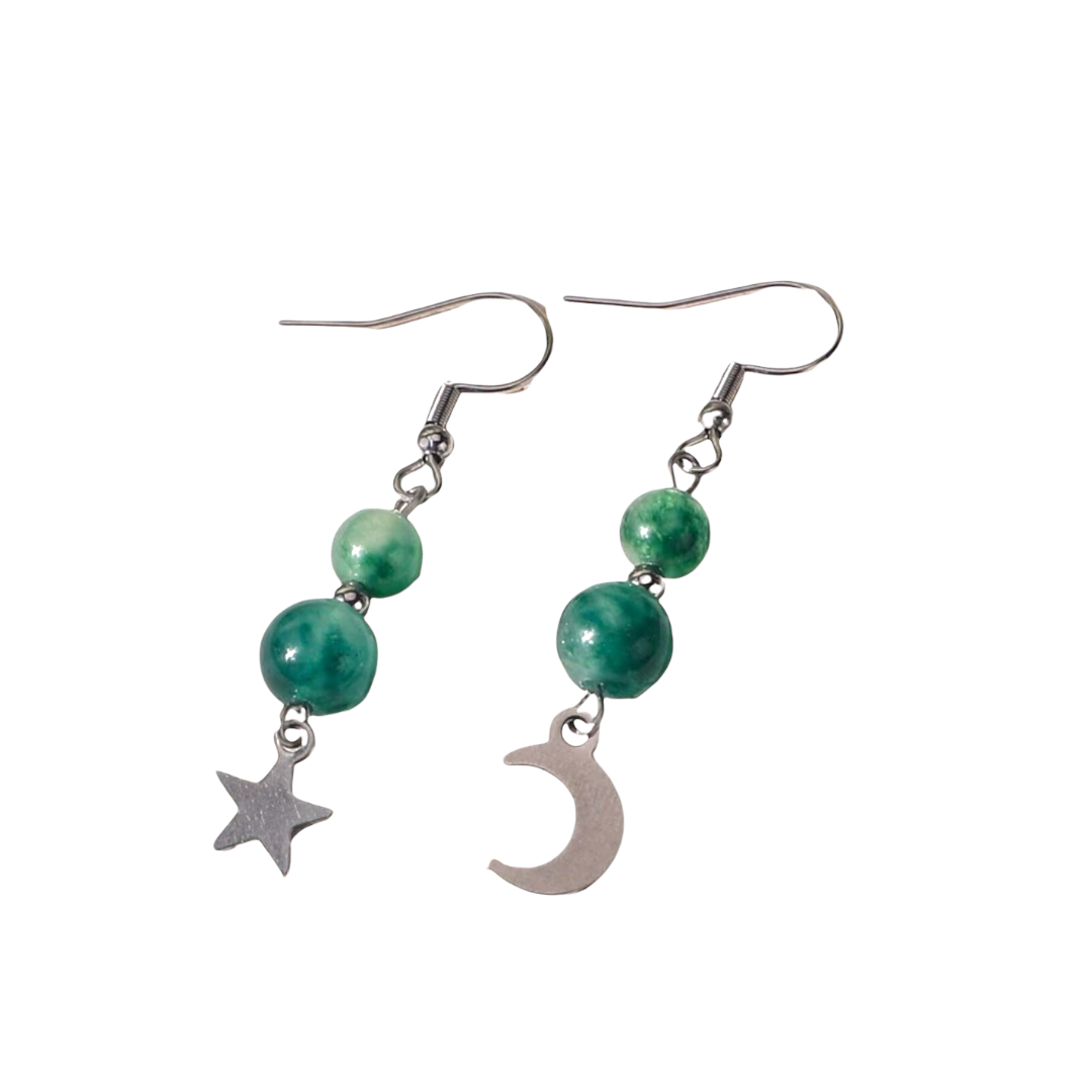 Moon & star drop earrings
