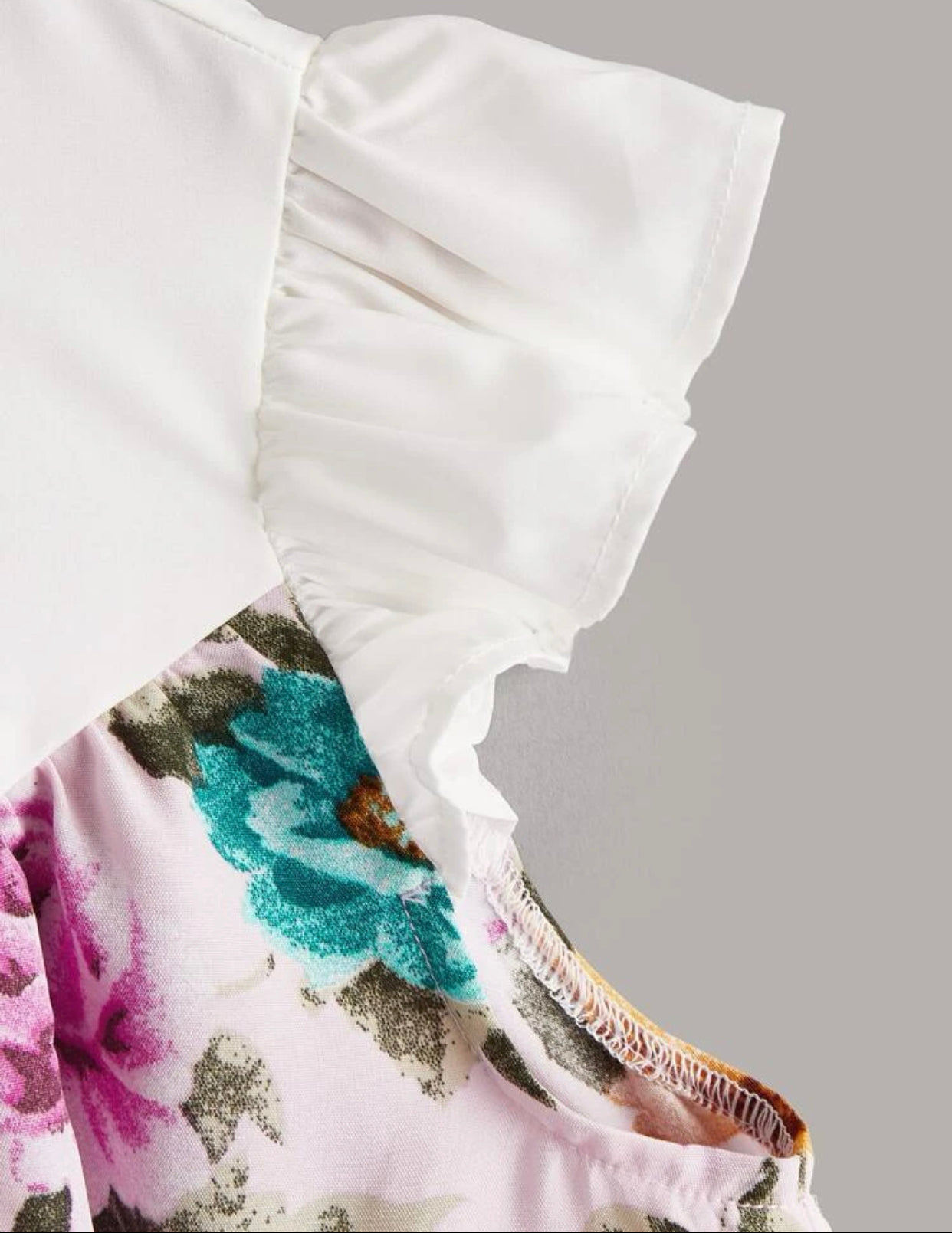 Girls floral print butterfly sleeve blouse