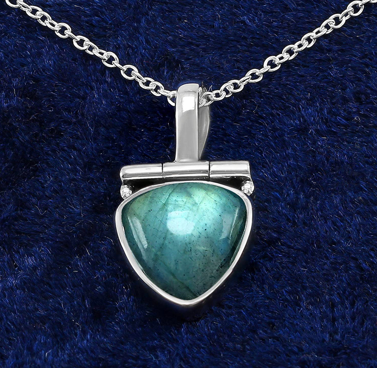Labradorite Sterling Silver Pendant Necklace For Women 18 Inch. 925 silver chain pendant