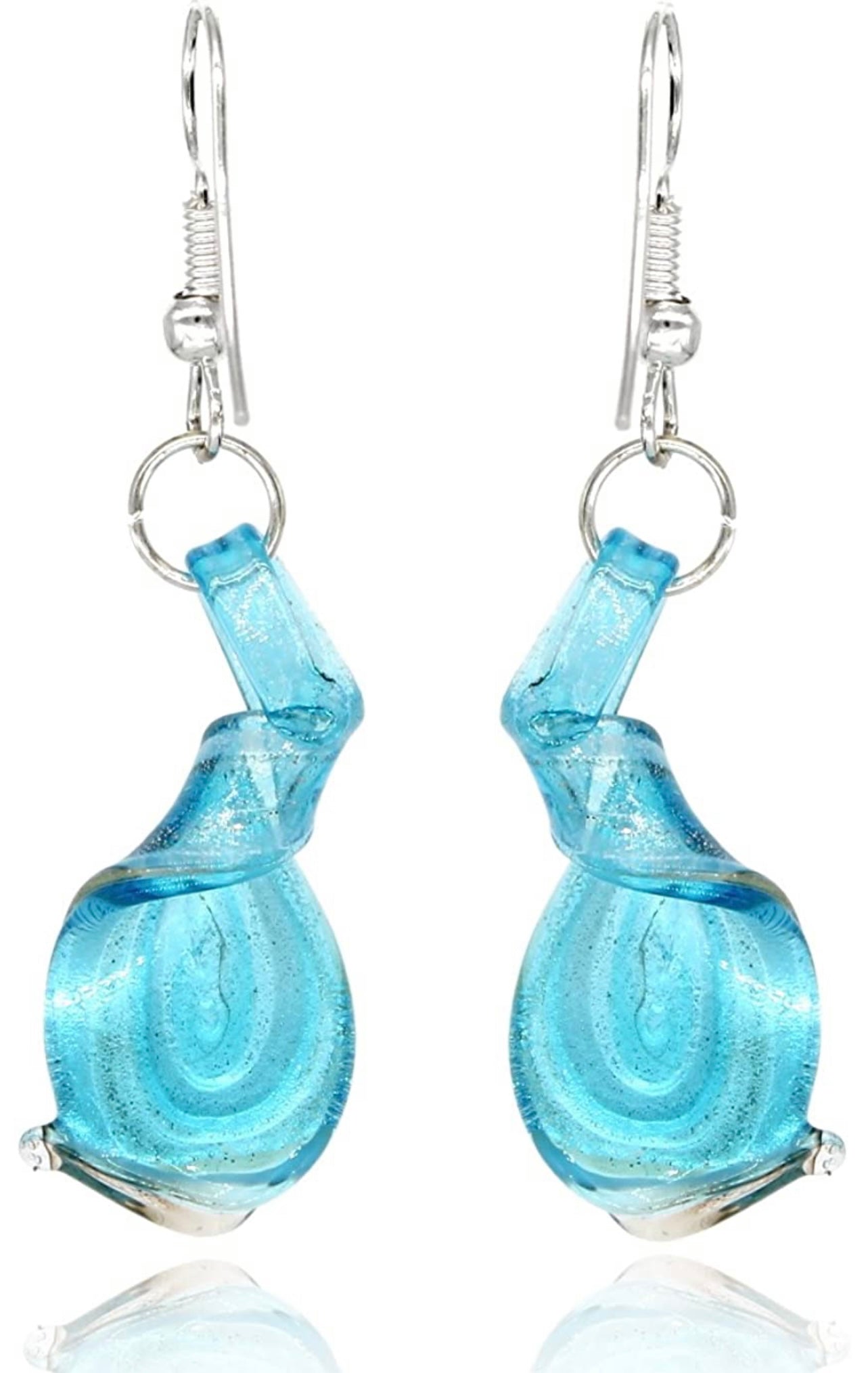 Handmade Murano Inspired Blue Gorgeous Artist Made Twist Glass Earrings