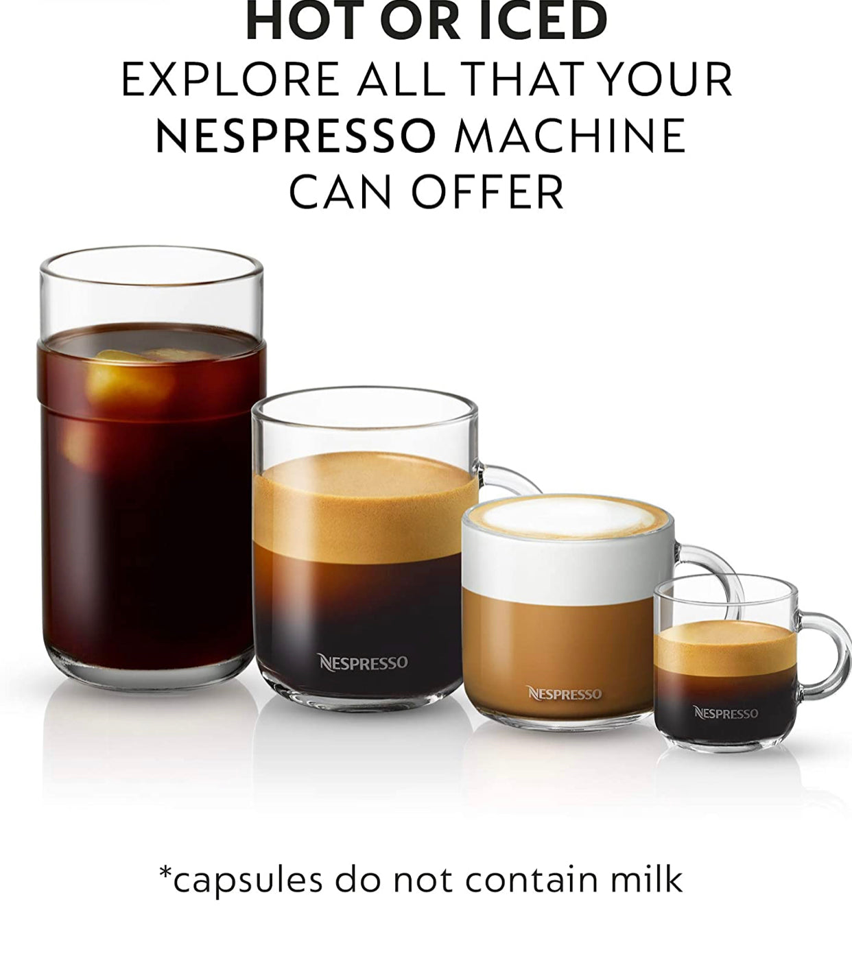 Nespresso Vertuo Melozio Decaffeinato, Medium Roast Espresso, 30 Count Coffee Capsules