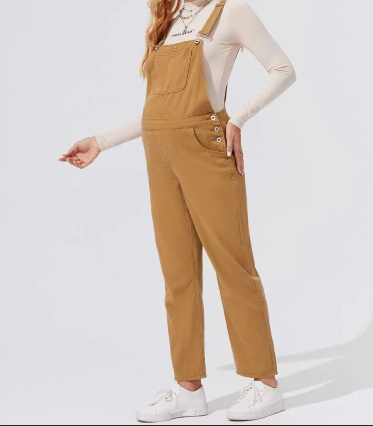 Maternity patch pocket denim overalls without top