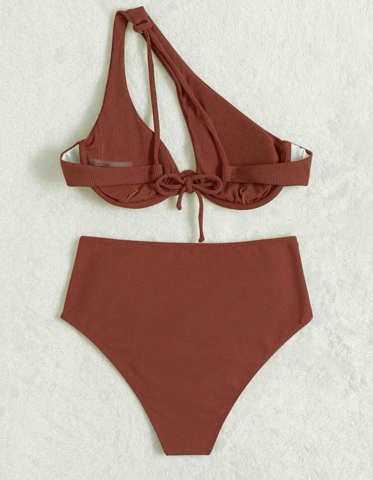 Rib Underwire High Waisted Bikini Swimsuit