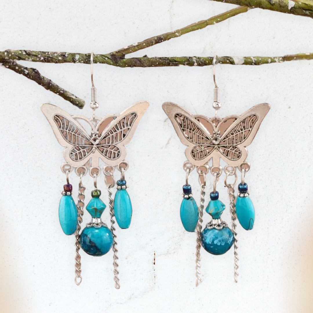 Butterfly decor dangle earrings