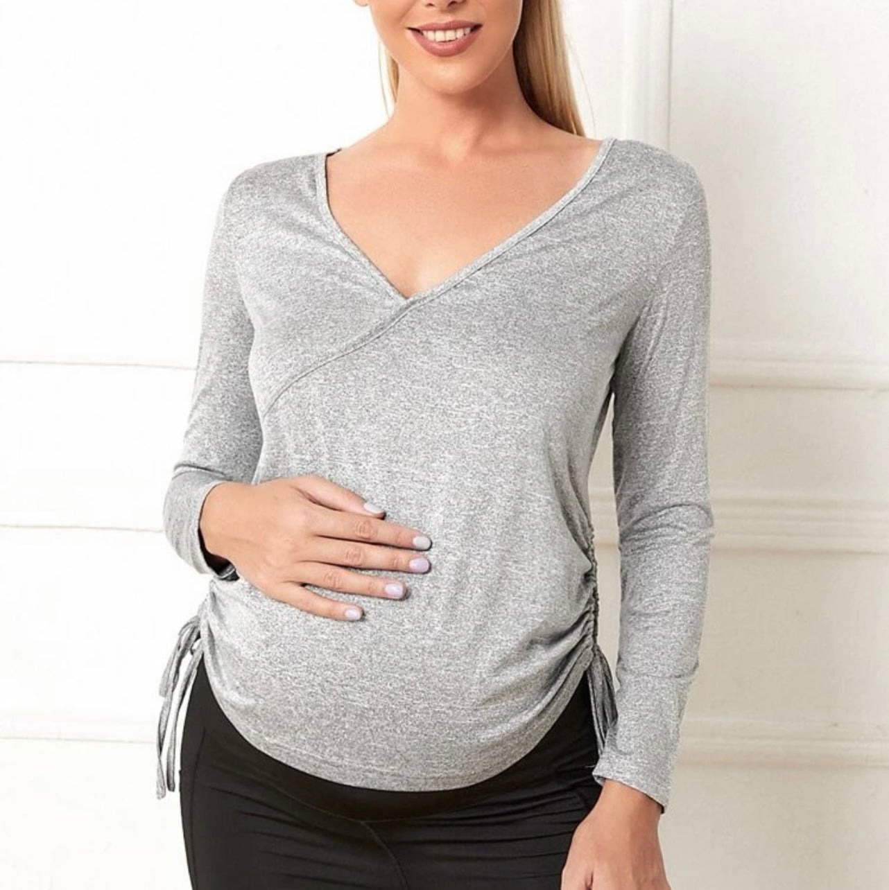Maternity drawstring side tee
