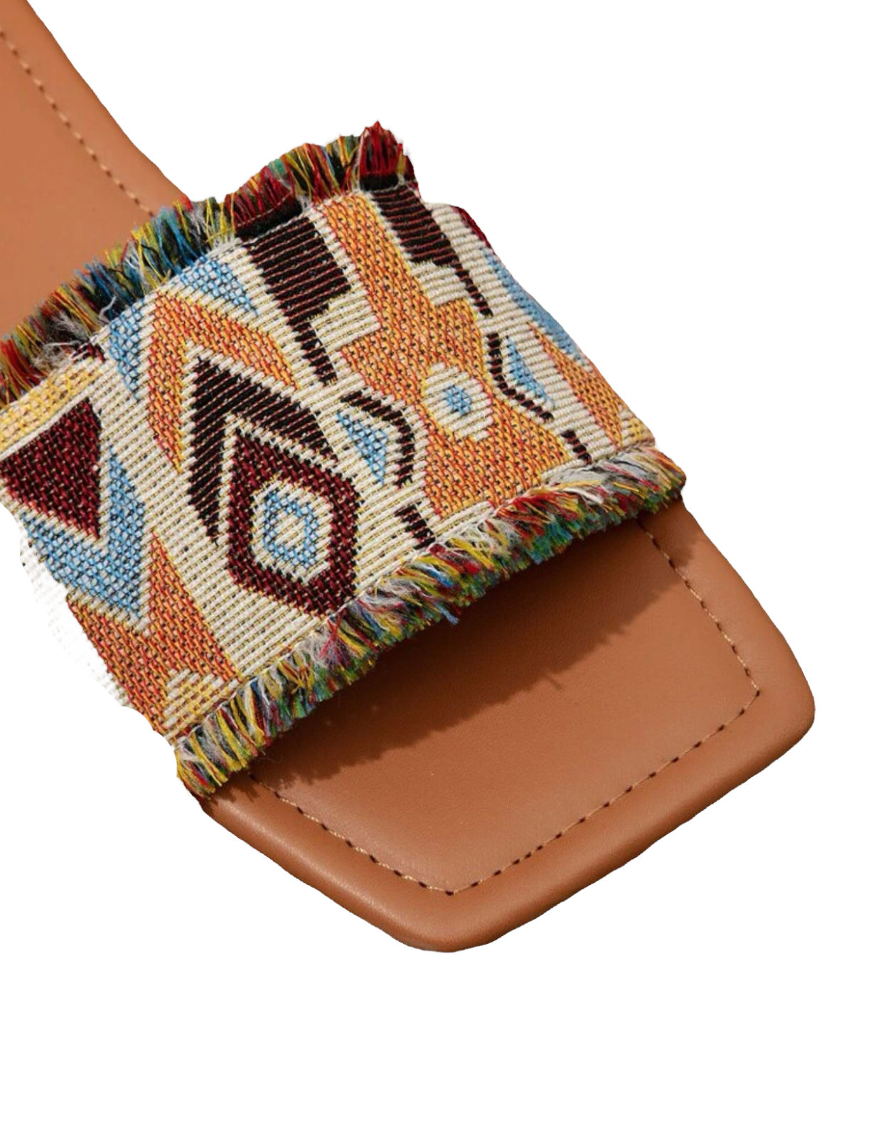 Color block raw trim slide sandals