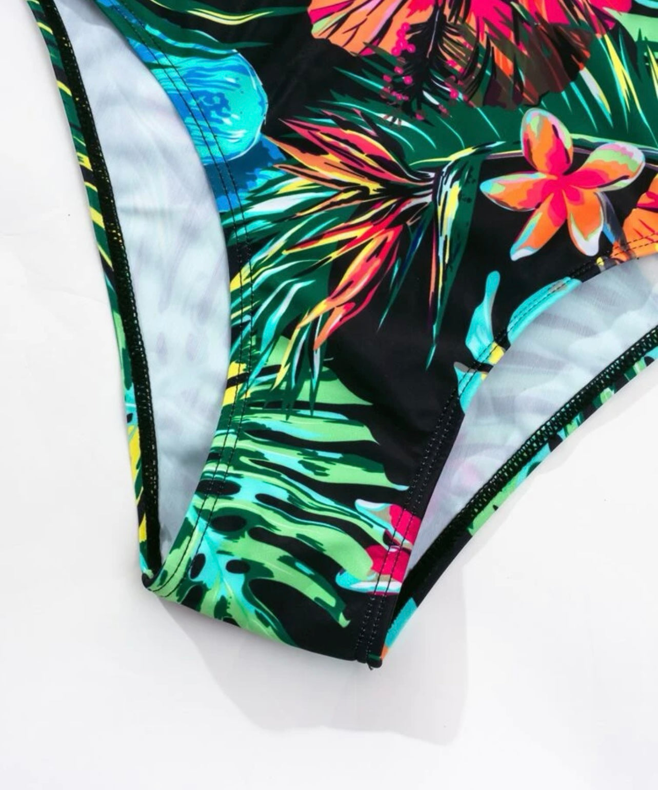 Tropical print push up bikini swimsuit