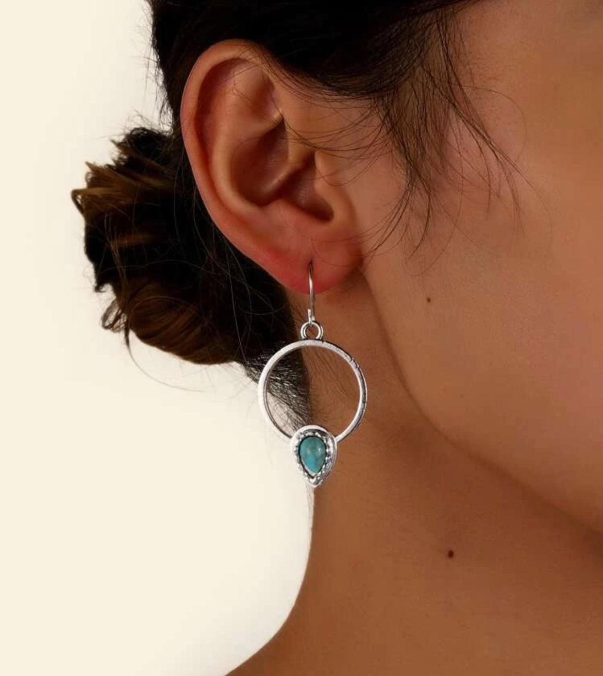 Turquoise decor hoop earrings - Christina’s unique boutique LLC